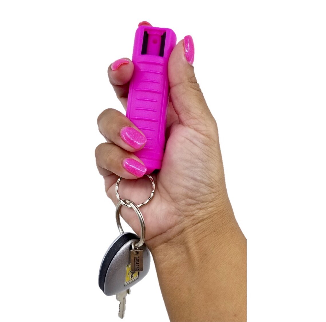 Pepper Spray Hot Pink Keychain .50 ounce Injection Molded Self Defense Safety OC