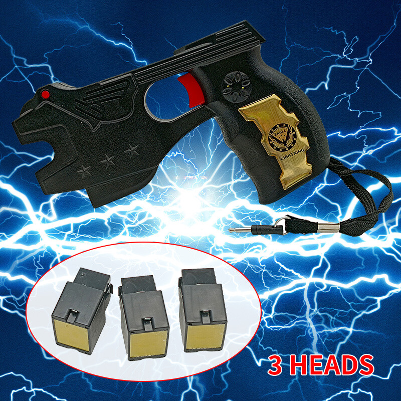 Rechargeable Black Stun Gun Built-in LED Light & Safety Pin for Personal Safety