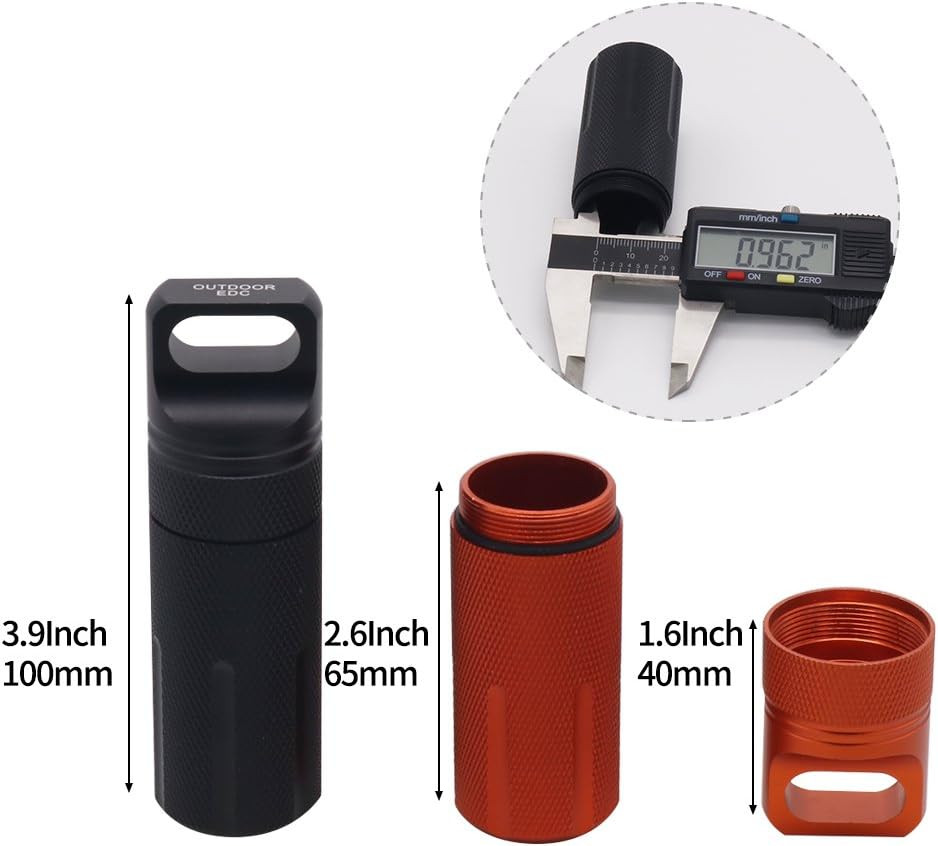 HRX Package Outdoor Waterproof EDC Survival Container Capsule, Airtight Aluminum