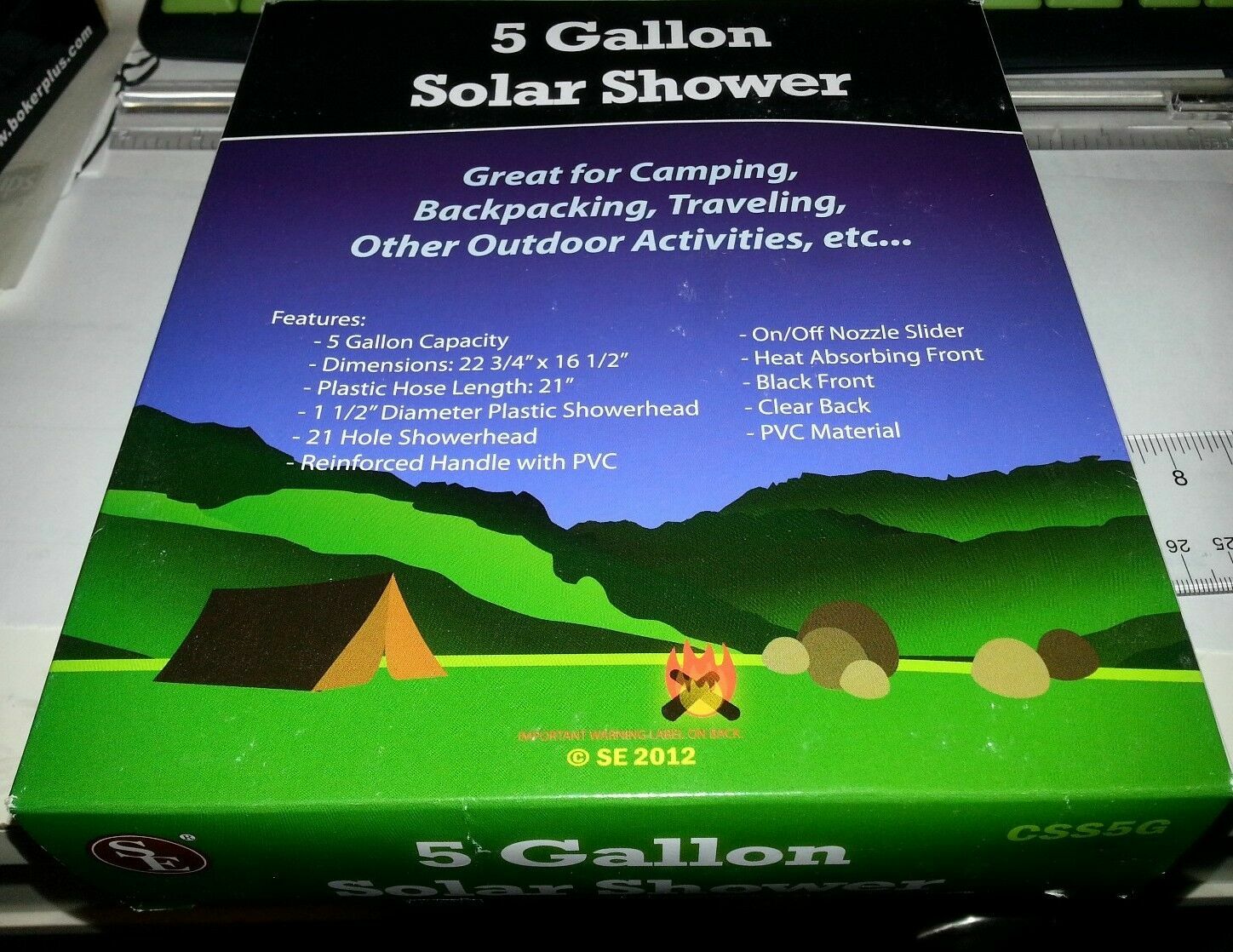 5 Gallon Hanging Solar Heated Camping Shower – New