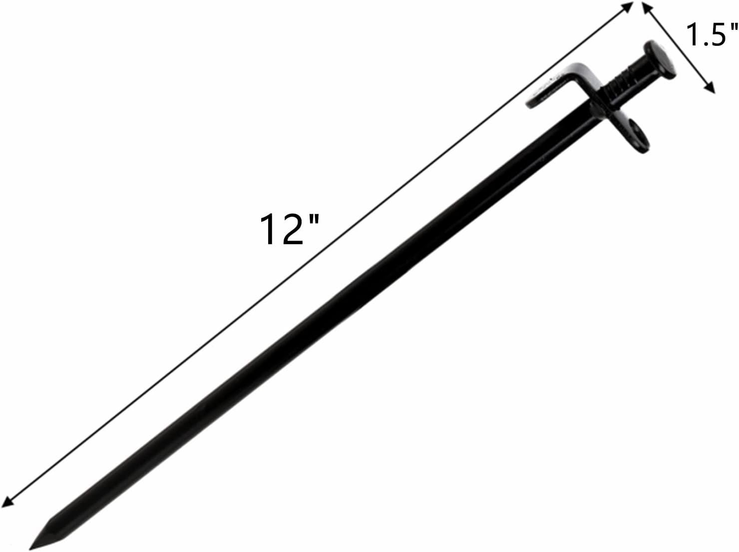 Lawei 12 Pack Tent Stakes, 12 Inch Heavy Duty Forged Steel Pegs, Black