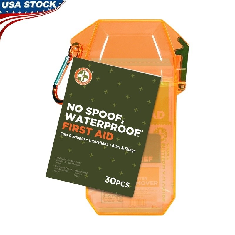 Waterproof Outdoor First Aid Kit 30 Pieces Carabiner Travel Portable Supplies US