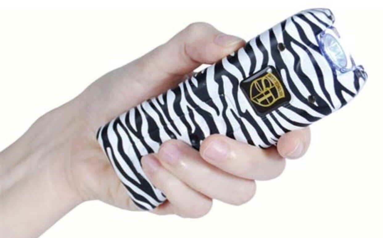 POLICE ZEBRA Rechargeable LED Stun Gun + Case PERSONAL ALARM WOMEN Self Defense