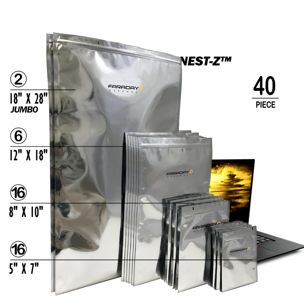 Faraday 40 PC Mega Kit NEST-Z 7 Mil Moisture Barrier 5-Layer EMP Bags