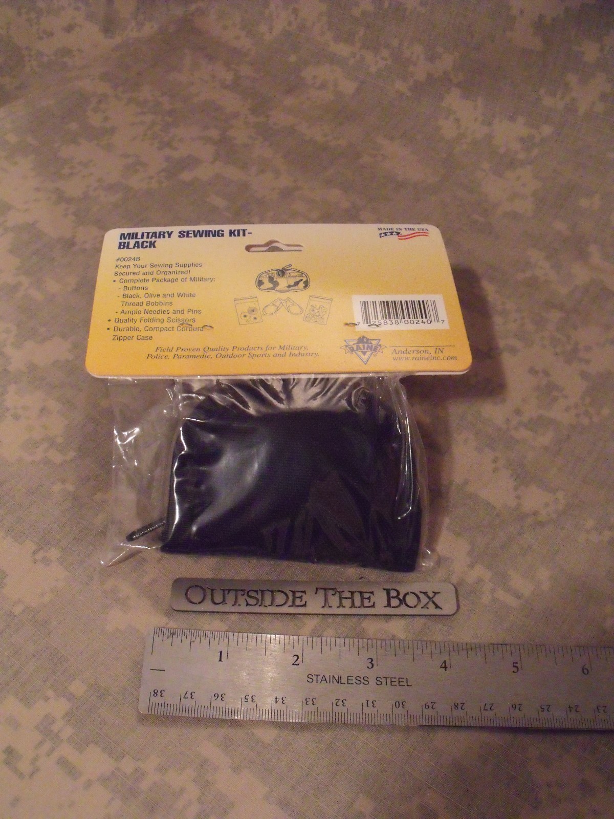 US Military Sewing Kit, BLACK Nylon, w/Folding Scissors, Emergency/Survival, EDC