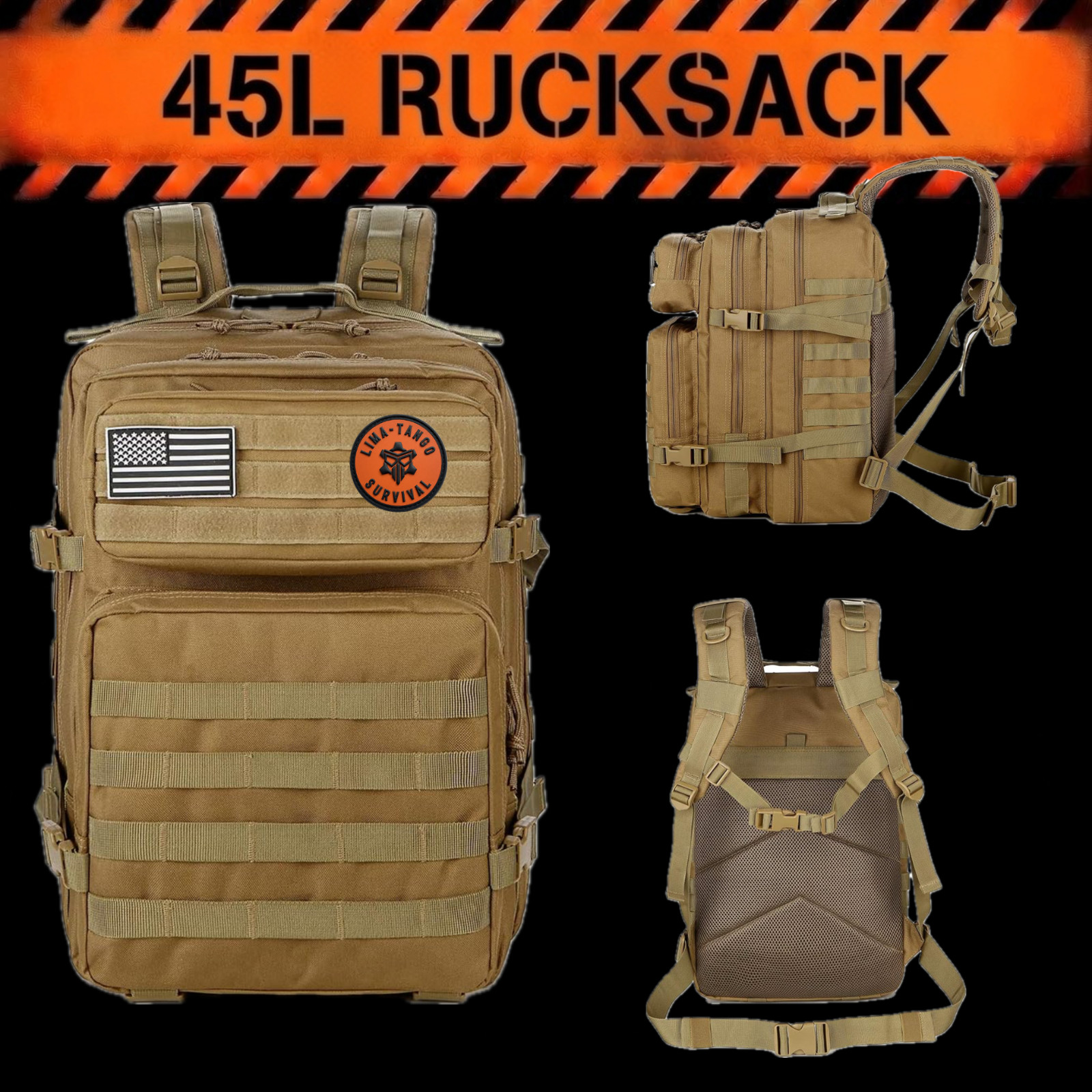 72+ Hour 4-Man Emergency / Survival Kit / Bug Out Bag / Tactical Backpack