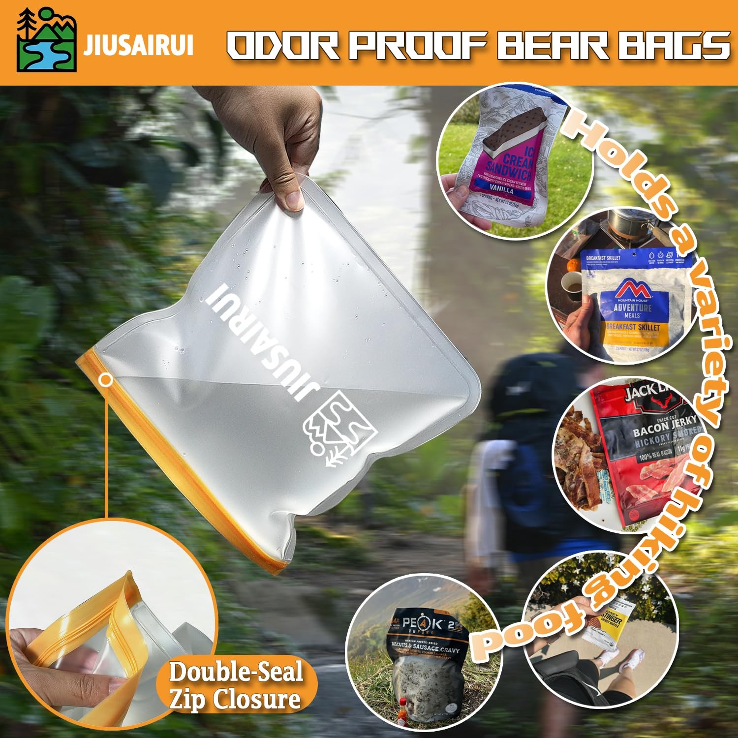 JIUSAIRUI Odor Proof Bear Bags for Food Backpacking: 3Pack Reusable Bear Proo…