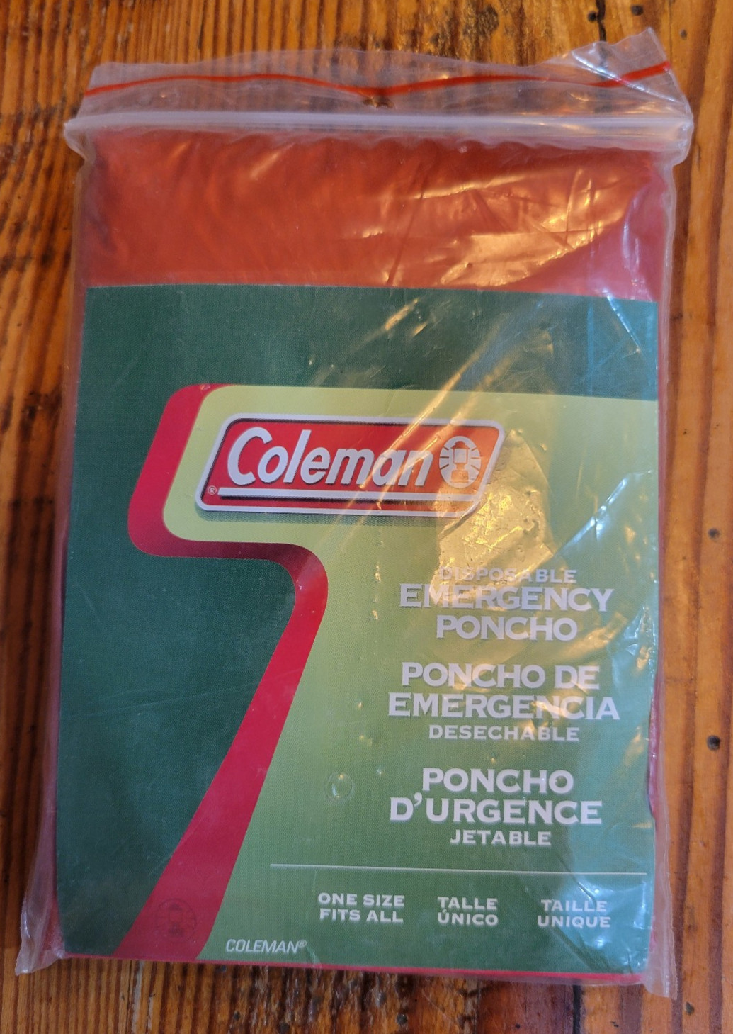 Coleman Disposable Emergency Poncho One Size Fit All Red New Sealed Vintage