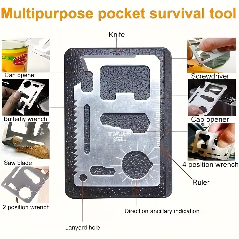 6pcs, Survival Kit SOS Emergency Gear, Set Camping Hiking Multi Tool Compass