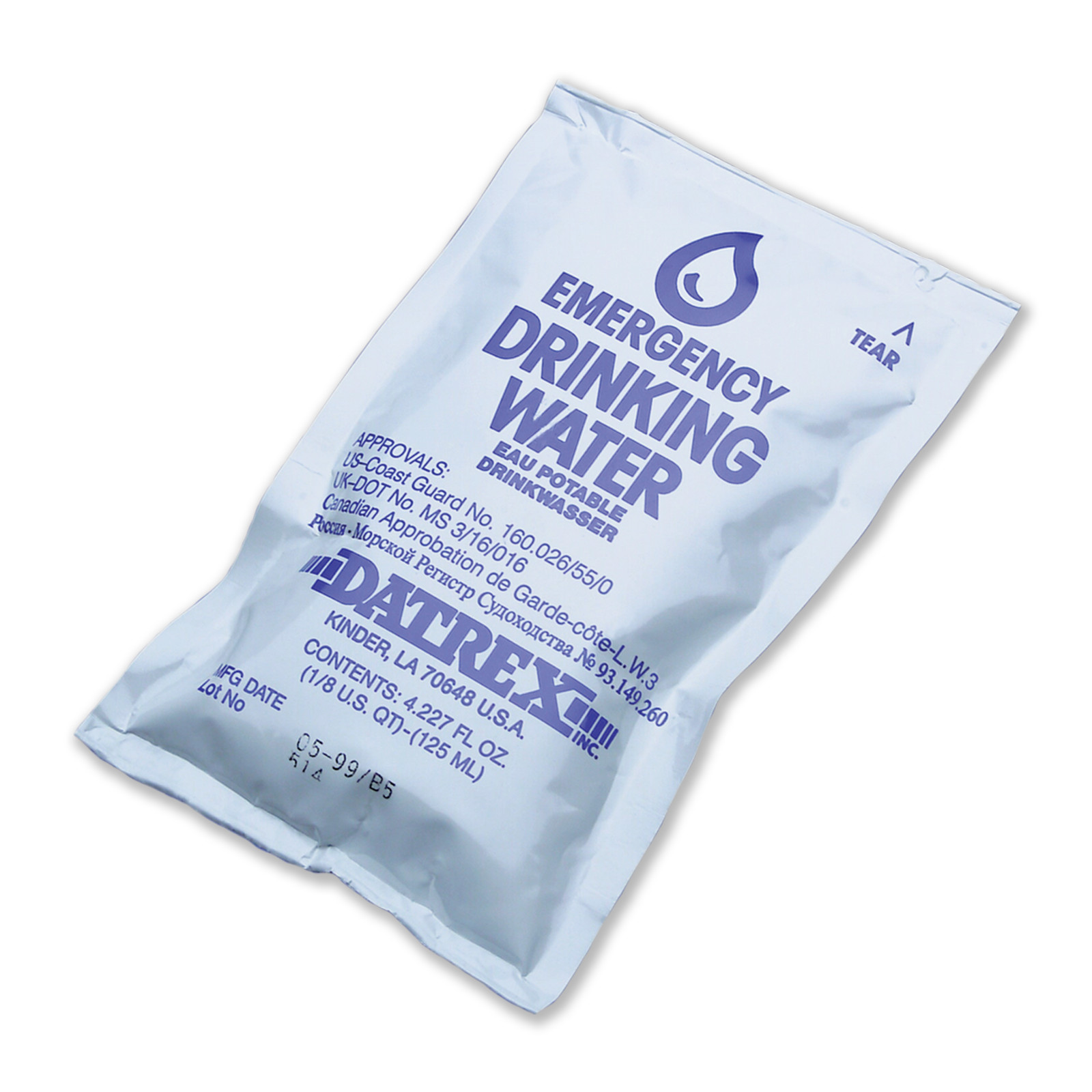 Datrex Emergency Survival Water Pouch, Pack of 64, 125ml, New, Free Shipping