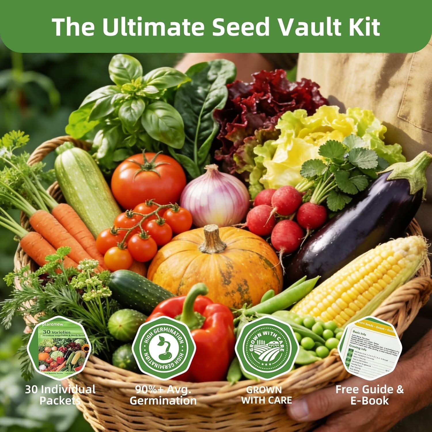 Seed Vault】 Heirloom Vegetable Seeds Planting Kit – 15,000+ Non-GMO Seeds for…