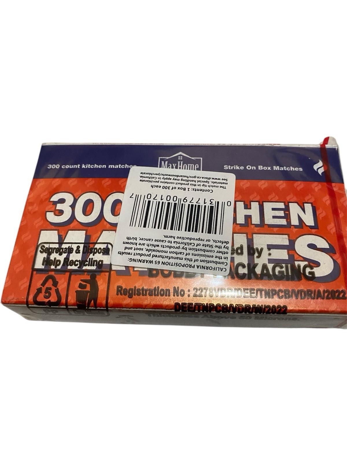 Max Home Kitchen MatchesStrike on box 600 2 Boxes 300 Each