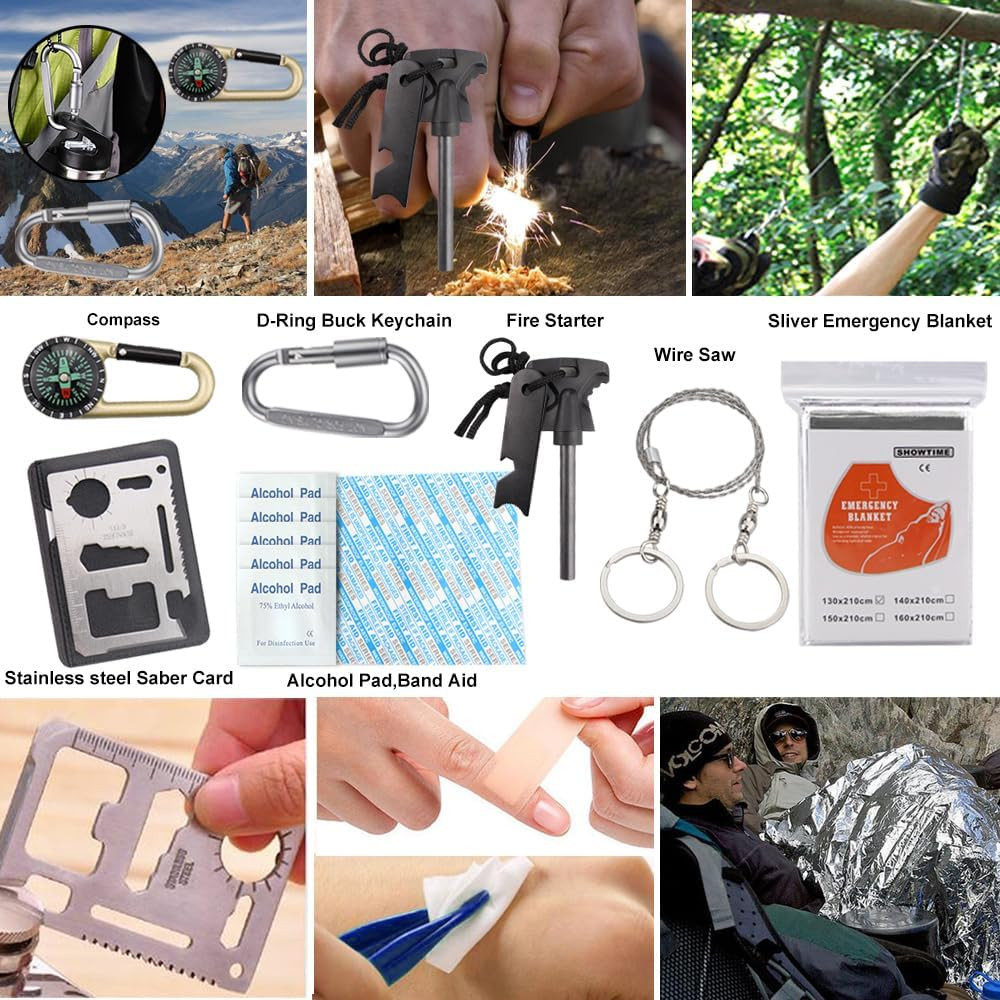 Survival Kit Outdoor Emergency Gear Kit for Camping Hiking Travelling or Adventu