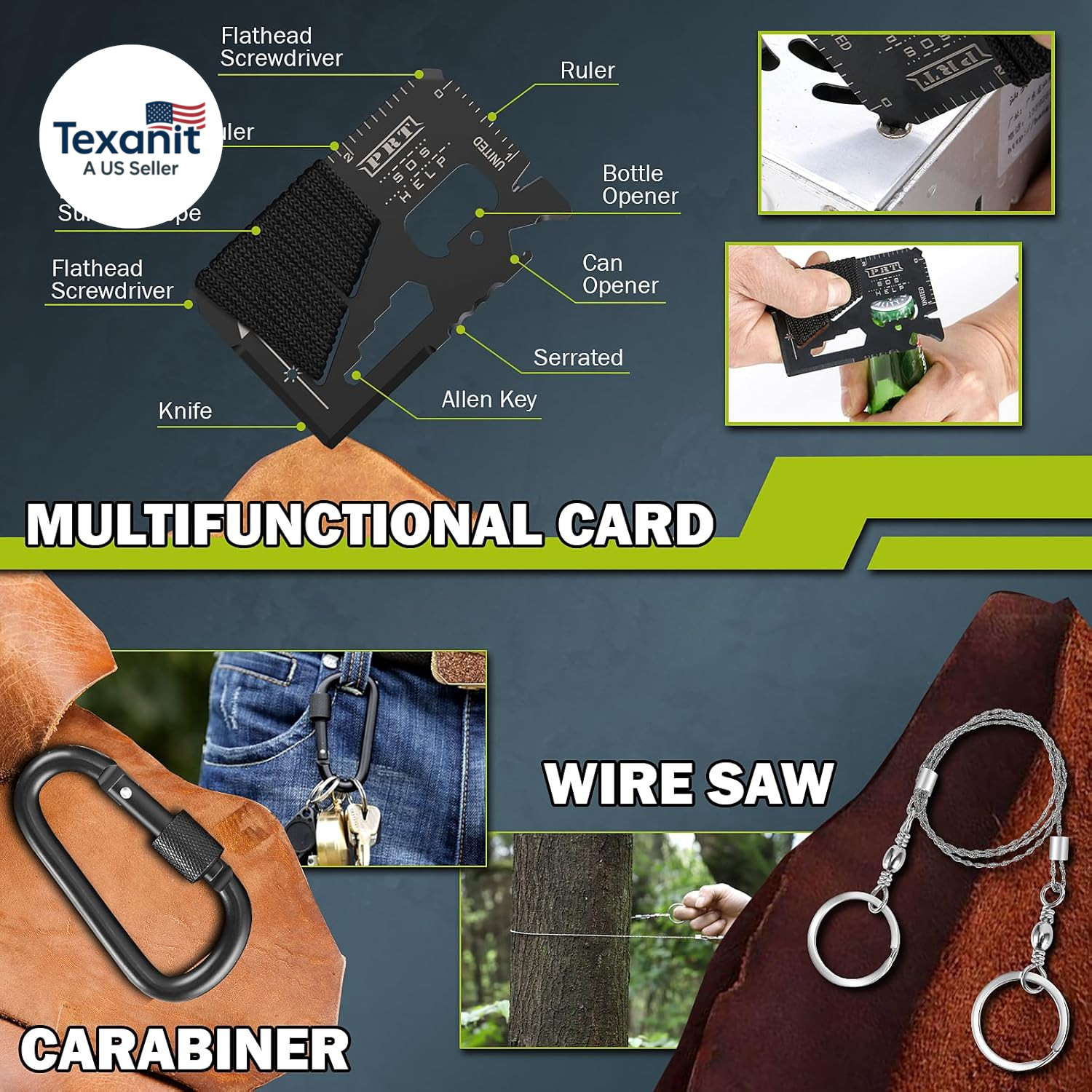 Survival Kit 17 in 1, Survival Gear and Supplies for Adult Teen Men, Survival Ca