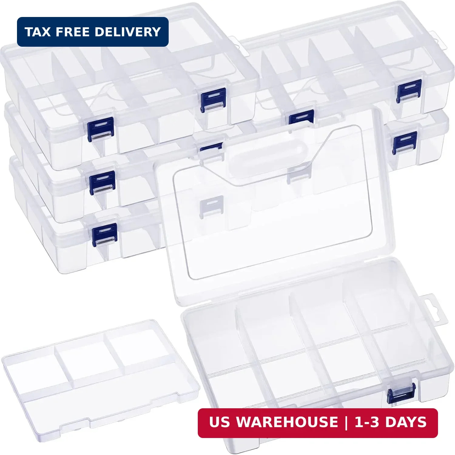 Honoson 6 Pack Fishing Tackle Box Organizer Storage Clear Fishing Box with Movab