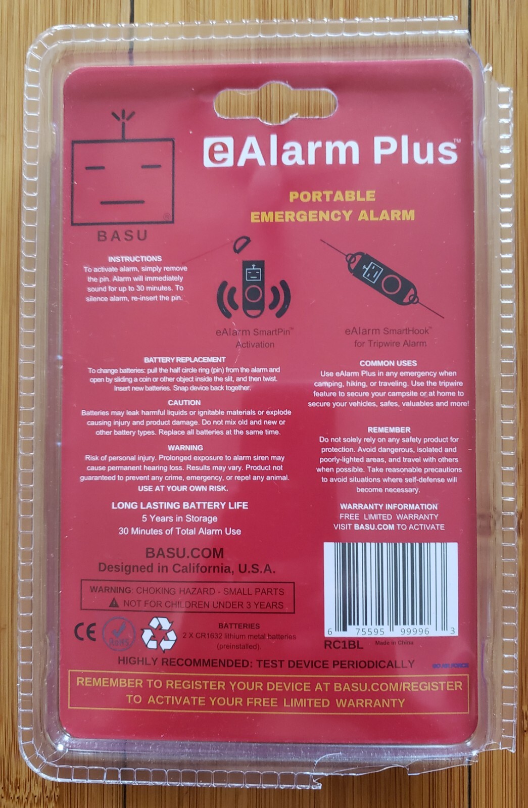 BASU eAlarm Plus 130db Emergency Alarm for Camping & Hiking Tripwire Alarm