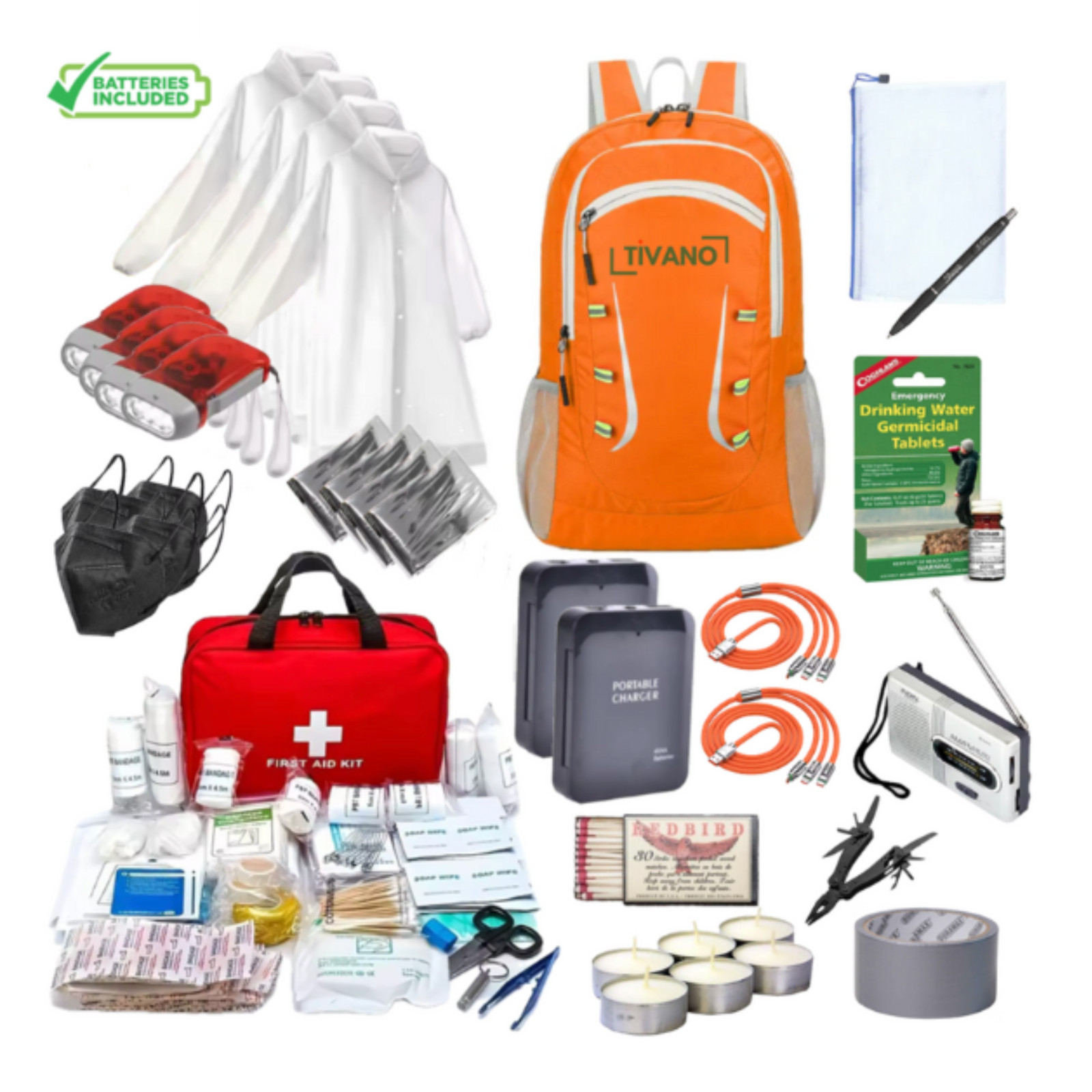 Emergency Preparedness Kit (4 people), for Earthquake, Wildfire, Flood