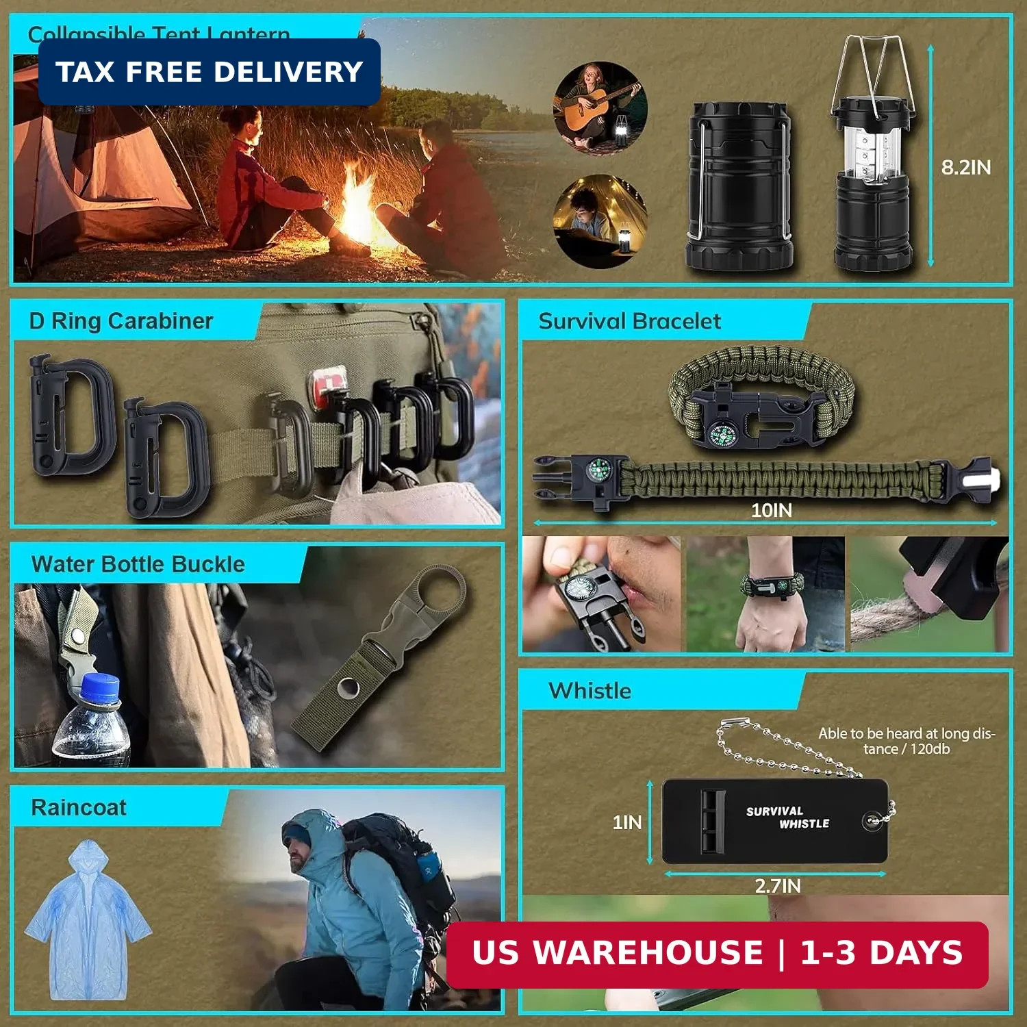 Survival Kit, Gifts for Fathers Day Men, Women, 251pcs Emergency Survival Gear a