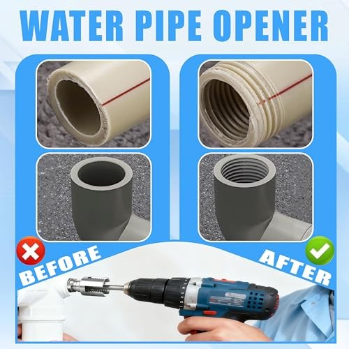 2 PCS 2-in-1 PVC Pipe Threader Kit, Dual Function Integrated Internal &