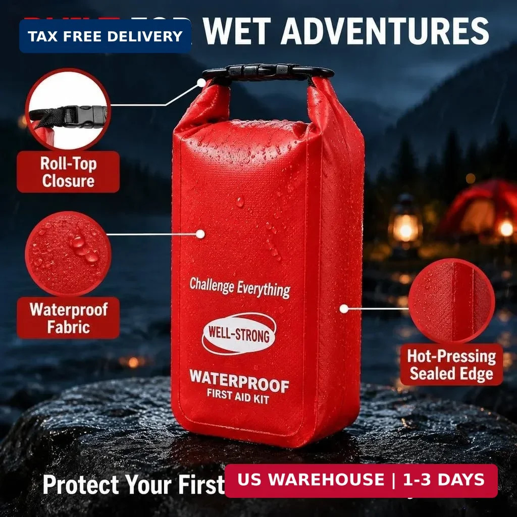 Boat First Aid Kit with Survival Tools, 123pcs Waterproof Emergency Marine Kit w
