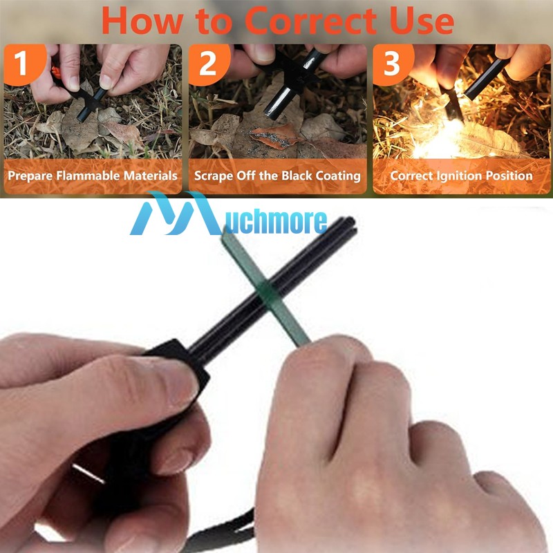 Portable Outdoor Flint Steel Magnesium Striker Ferro Rod Survival Fire Starter