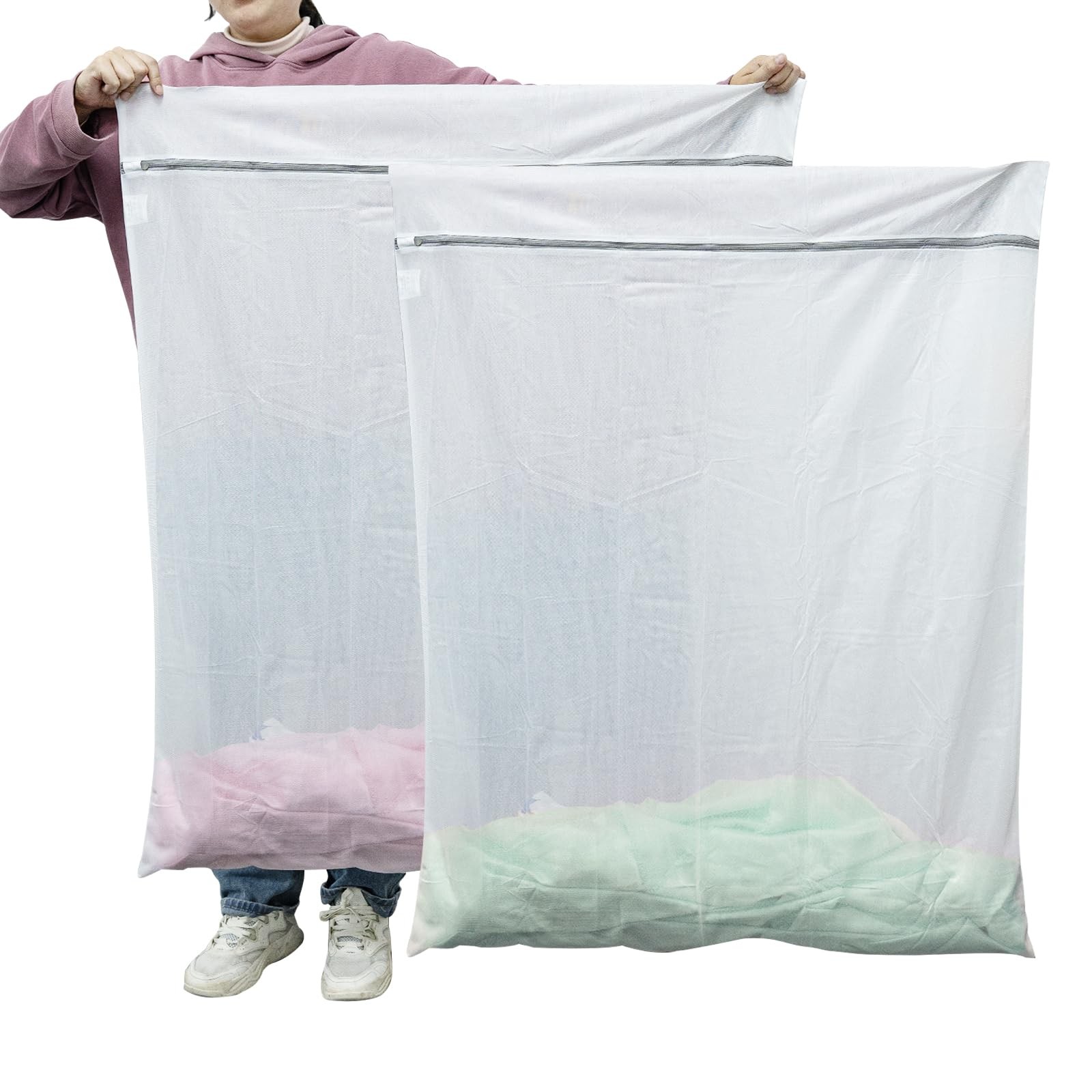 GOGOODA 2 Pack Extra Large Mesh Laundry Bag 43 2 Xxxxl Large, Fine White