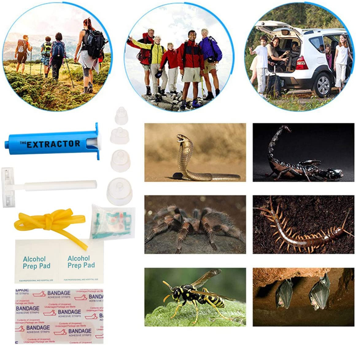 Snake Bite Kit, Bee Sting Kit, Emergency First Aid Supplies, Venom Extractor Suc