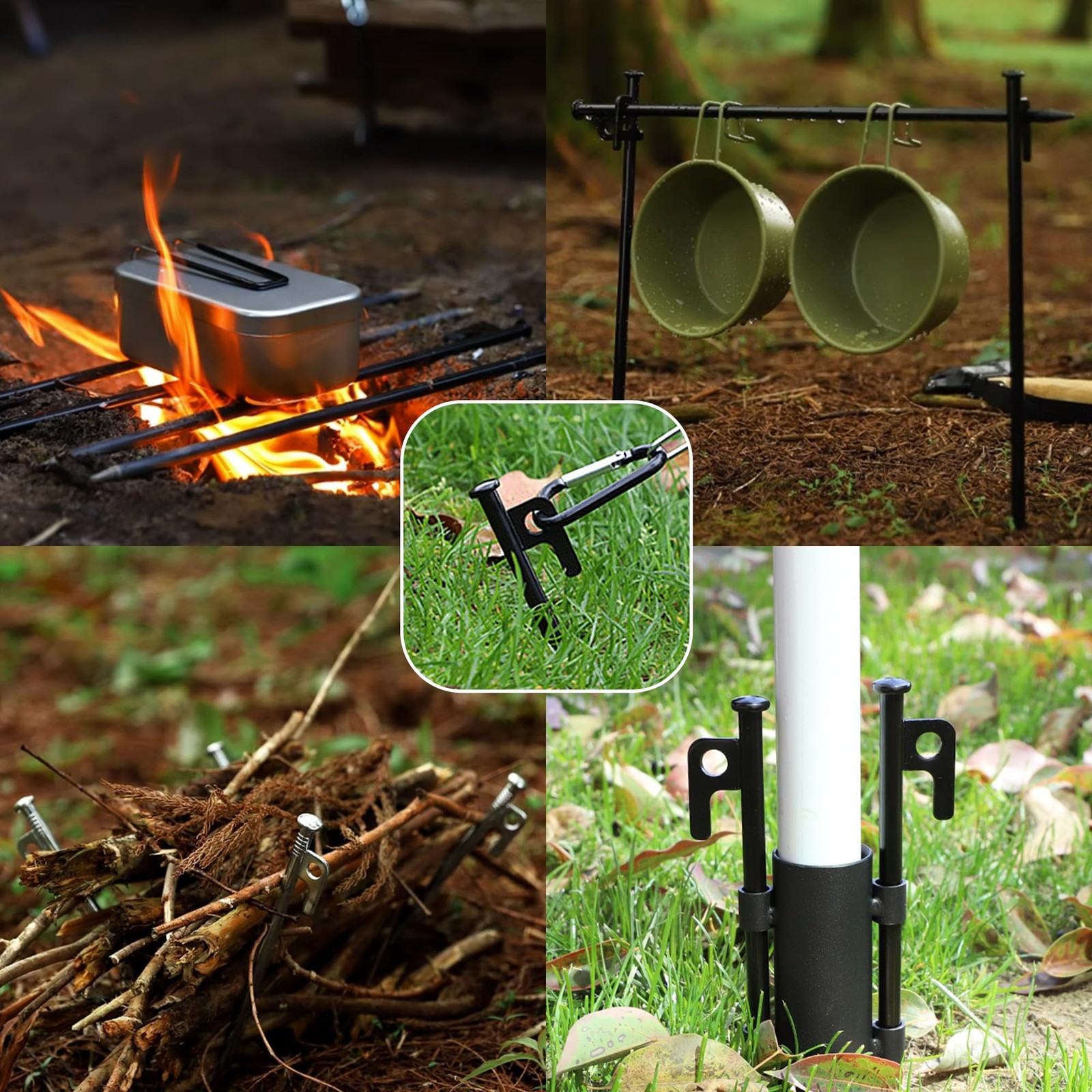 8 Pack Tent Stakes Heavy Duty Metal Tent Pegs for Camping Steel Tent Stakes