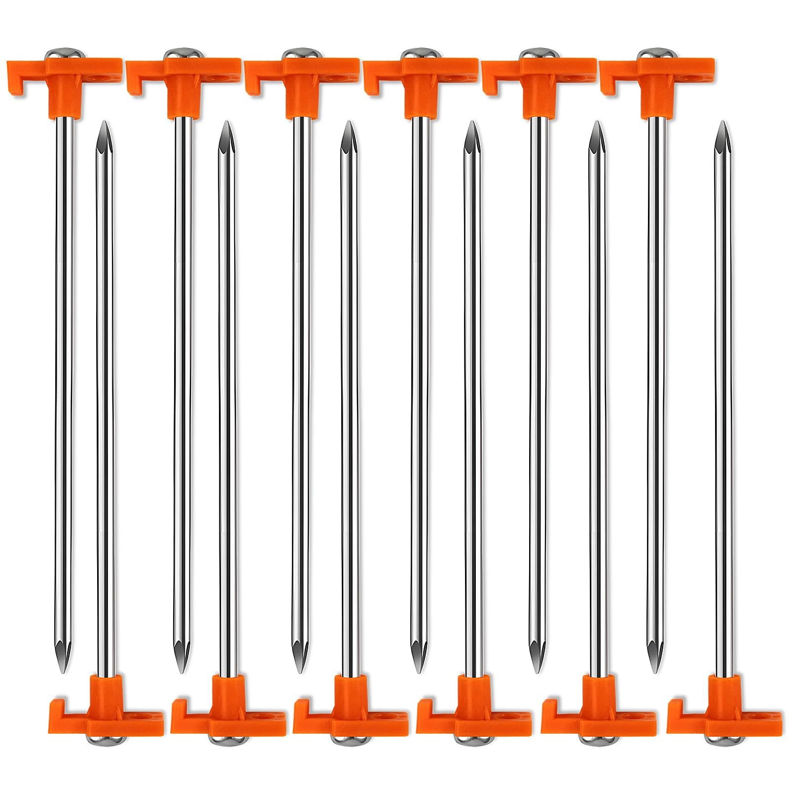 Zmpkhba 16 Pack Tent Stakes, Galvanized Non-Rust Camping Pegs, Orange