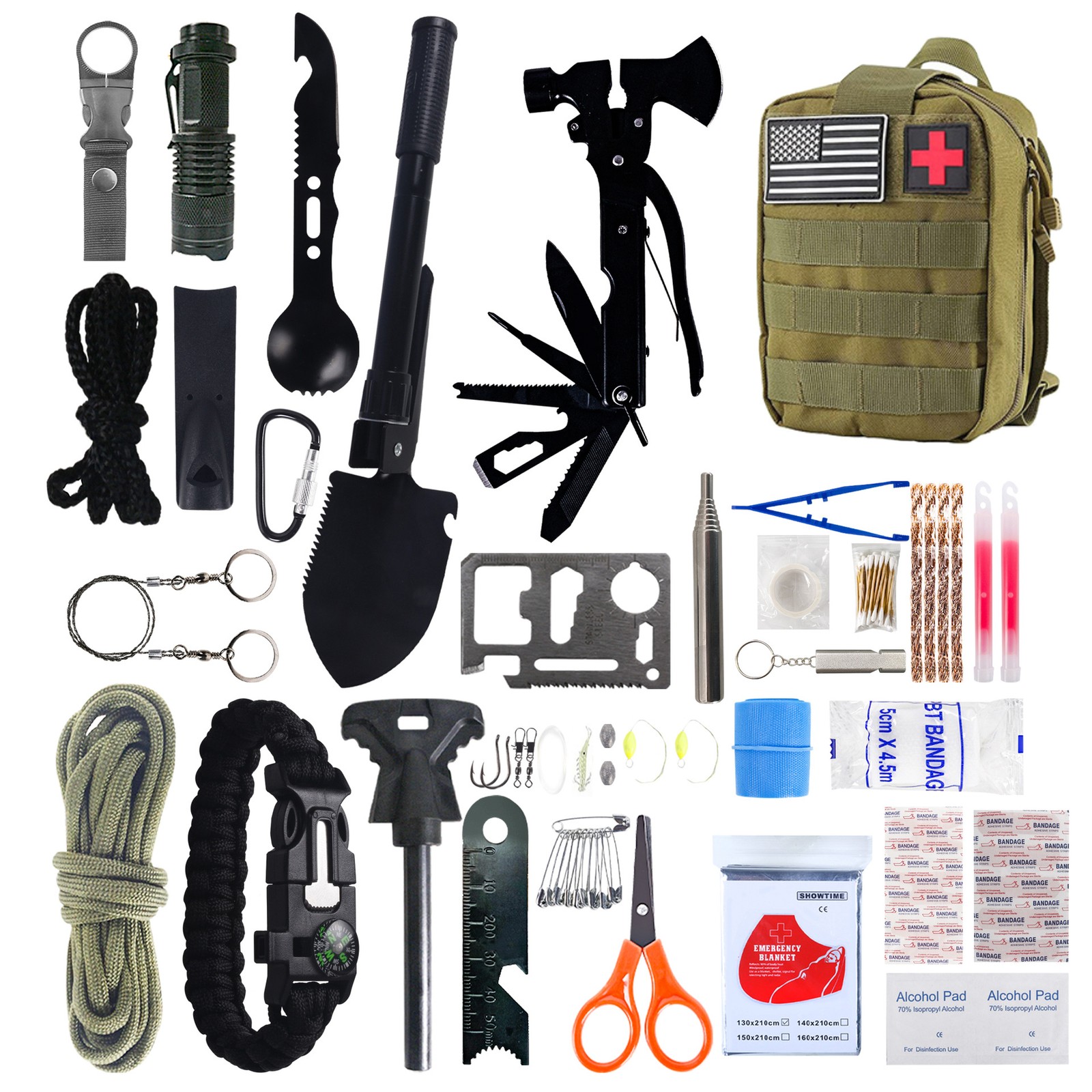 15 PCS Tactical Survival Gear Travel Outdoor Emergency Rescue Equipment Kit