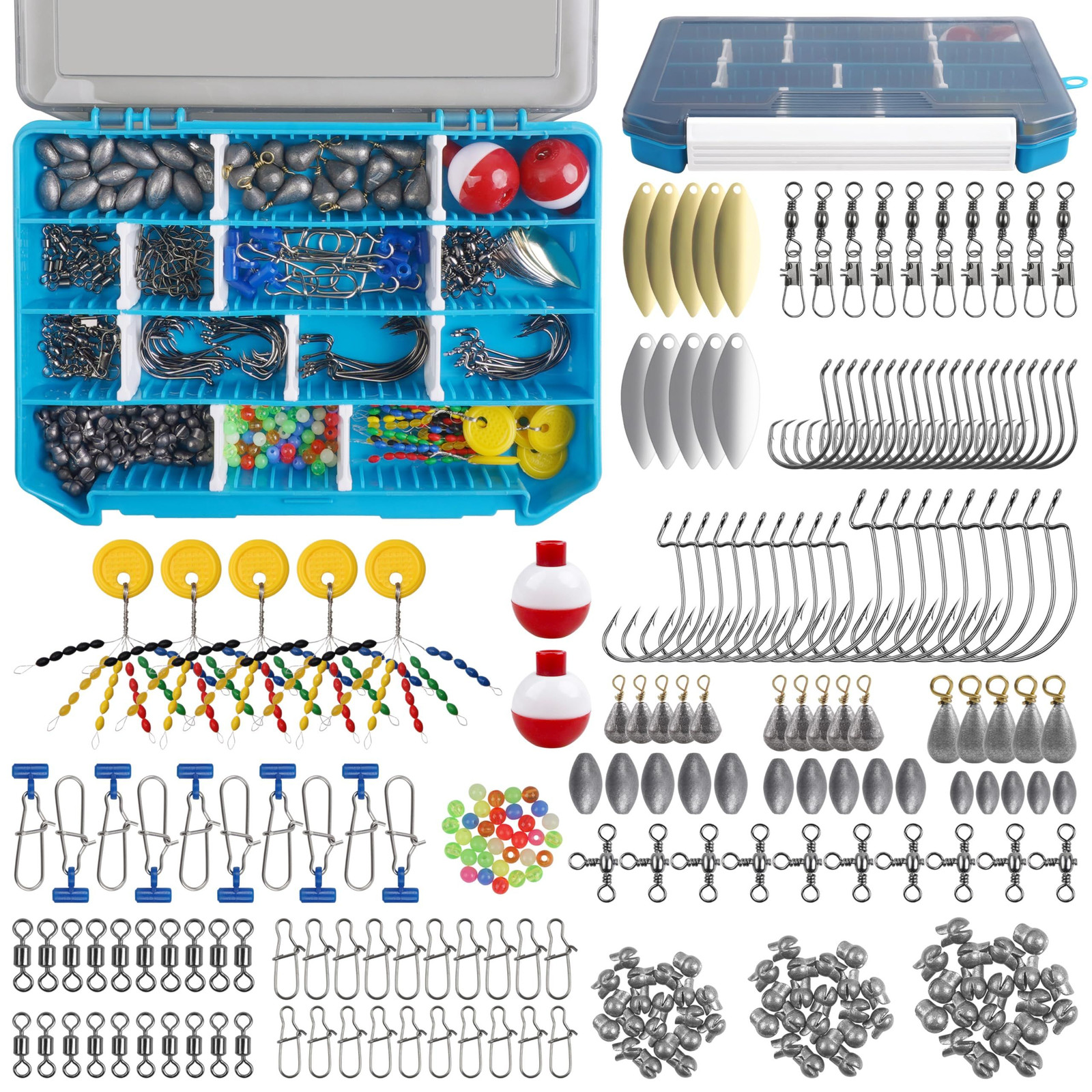 277pcs Fishing Accessories Kit, Tackle Box with Hooks Orange