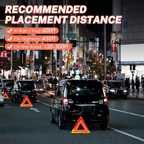3 Pack Emergency Warning Triangles, Reflective Roadside Safety Triangle Kit