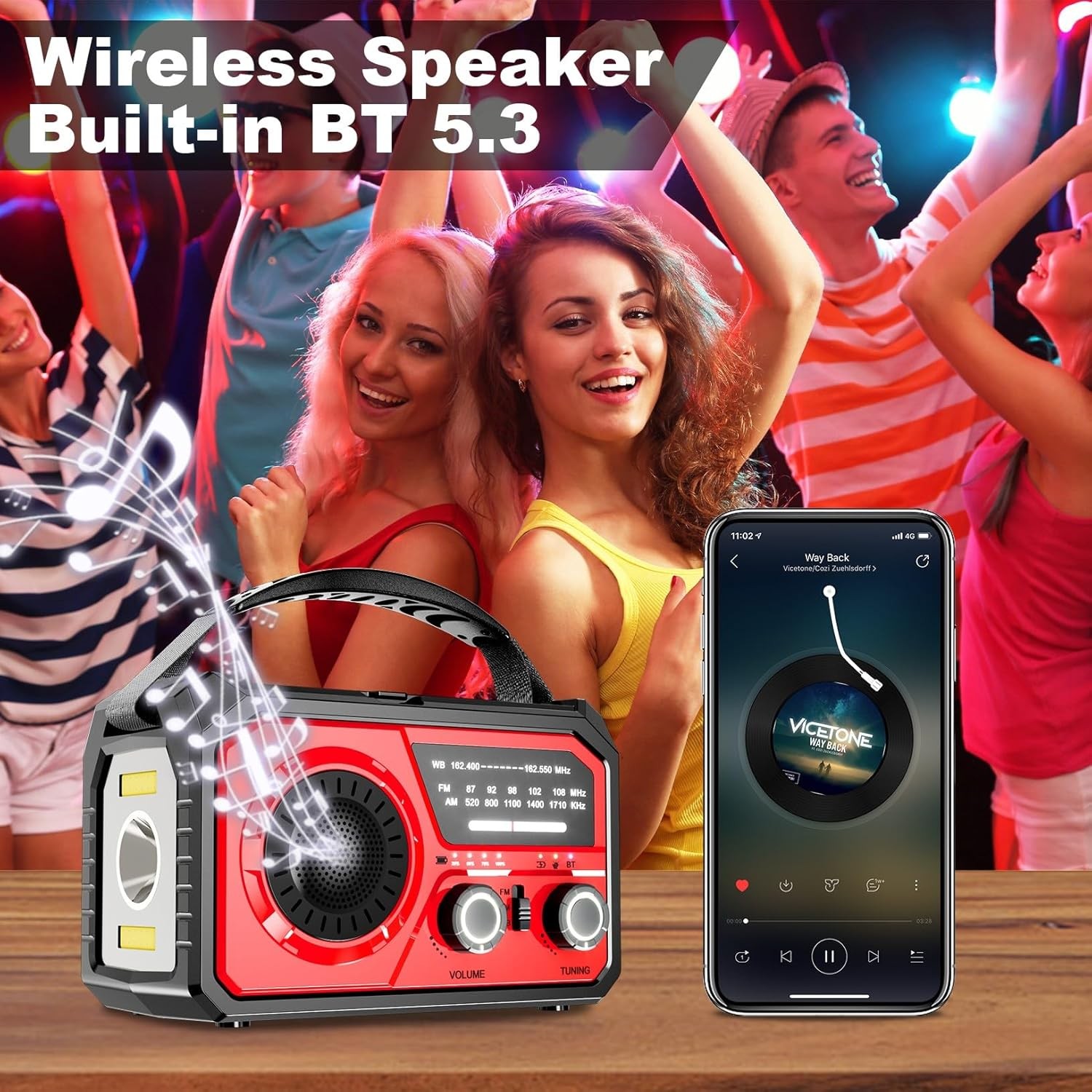 Solar Emergency Crank Radio with 16000mAh Power Bank – NOAA Weather Red