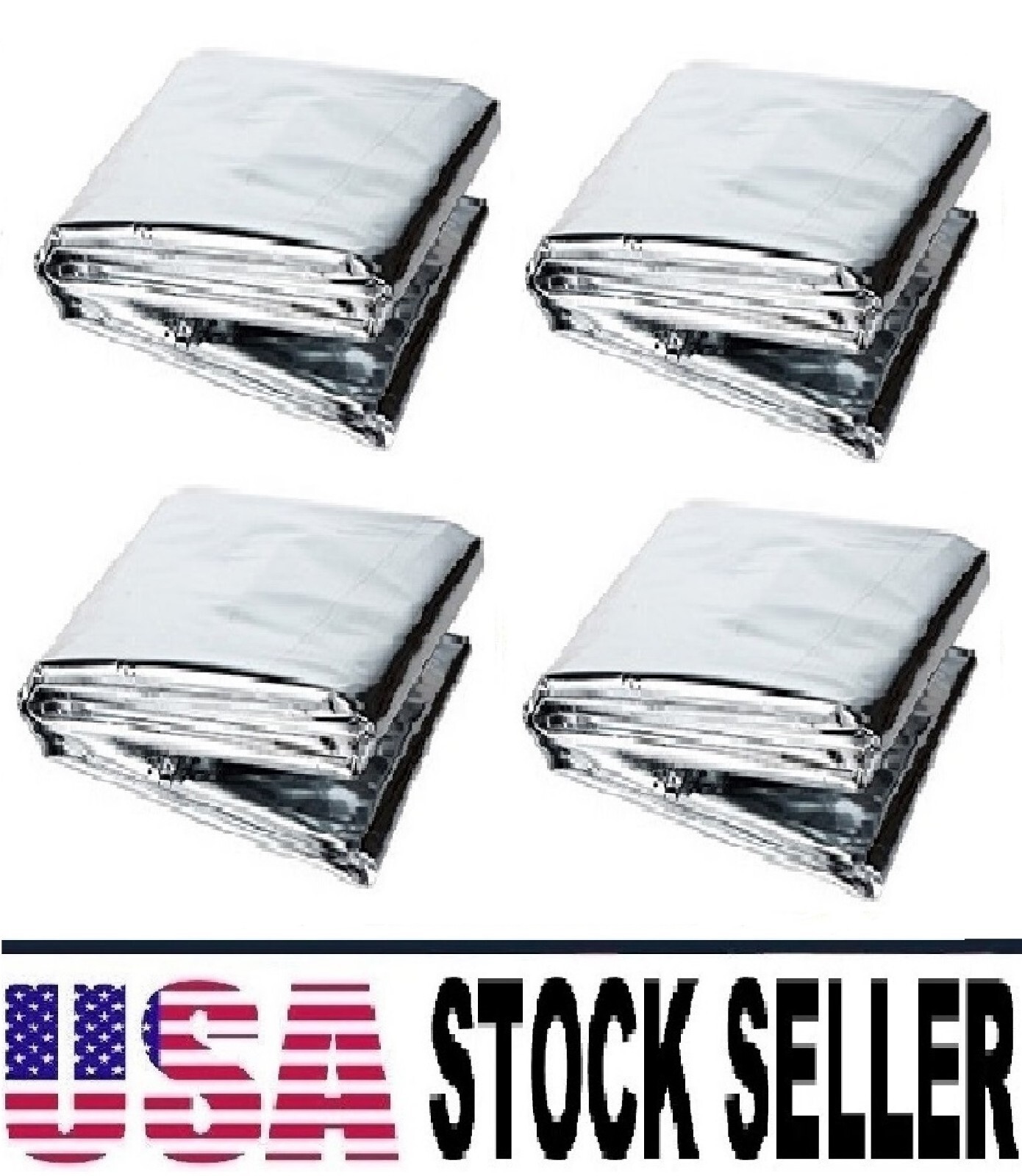 4 Pcs Emergency Thermal Blanket Mylar Trauma Military Survival Safety Silver