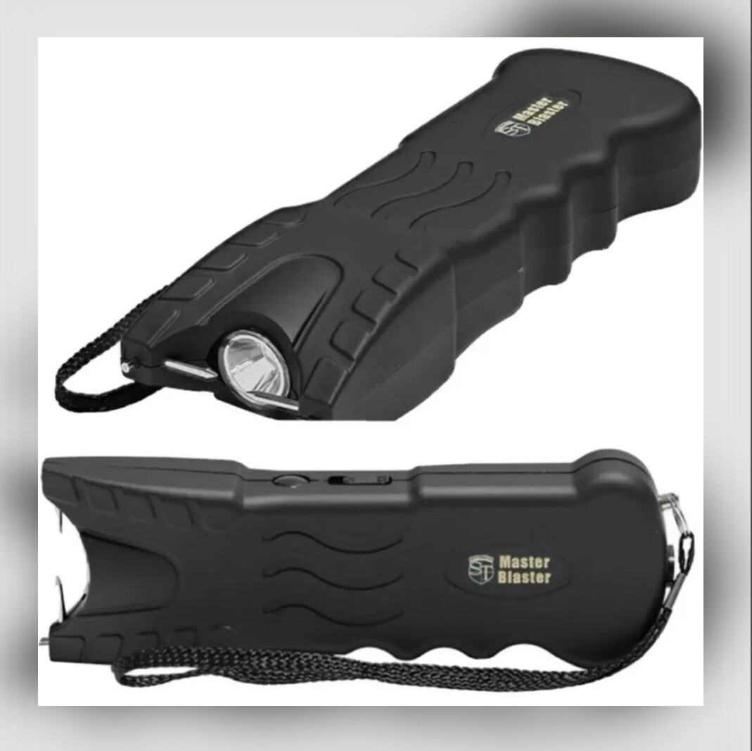 MASTER BLASTER POLICE Defense Black Stun Gun Rechargeable LED FLASHLIGHT SAFETY