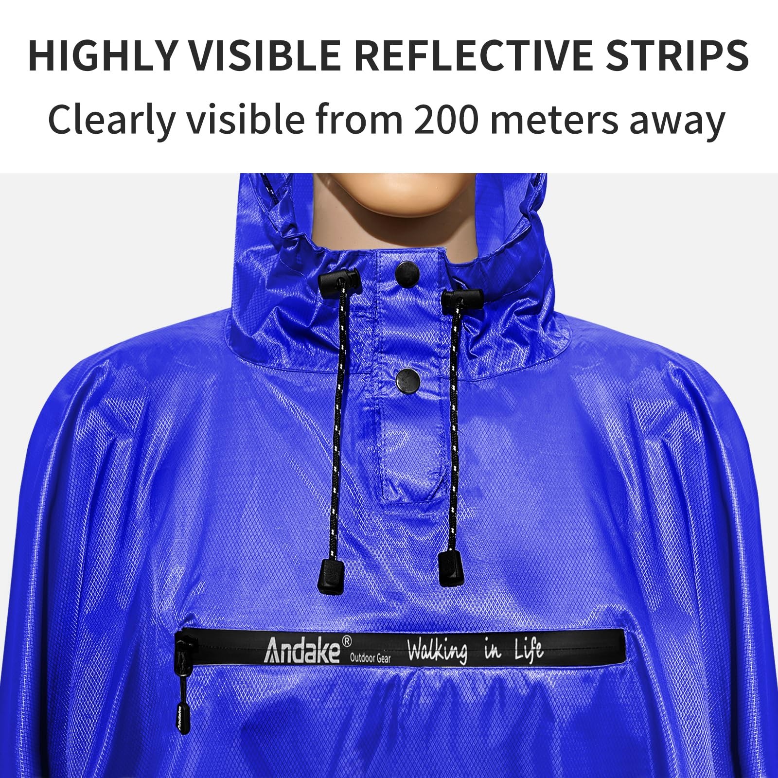 Reusable Rain Poncho, Portable Foldable Raincoat, Rain Gear for Walking Hikin…