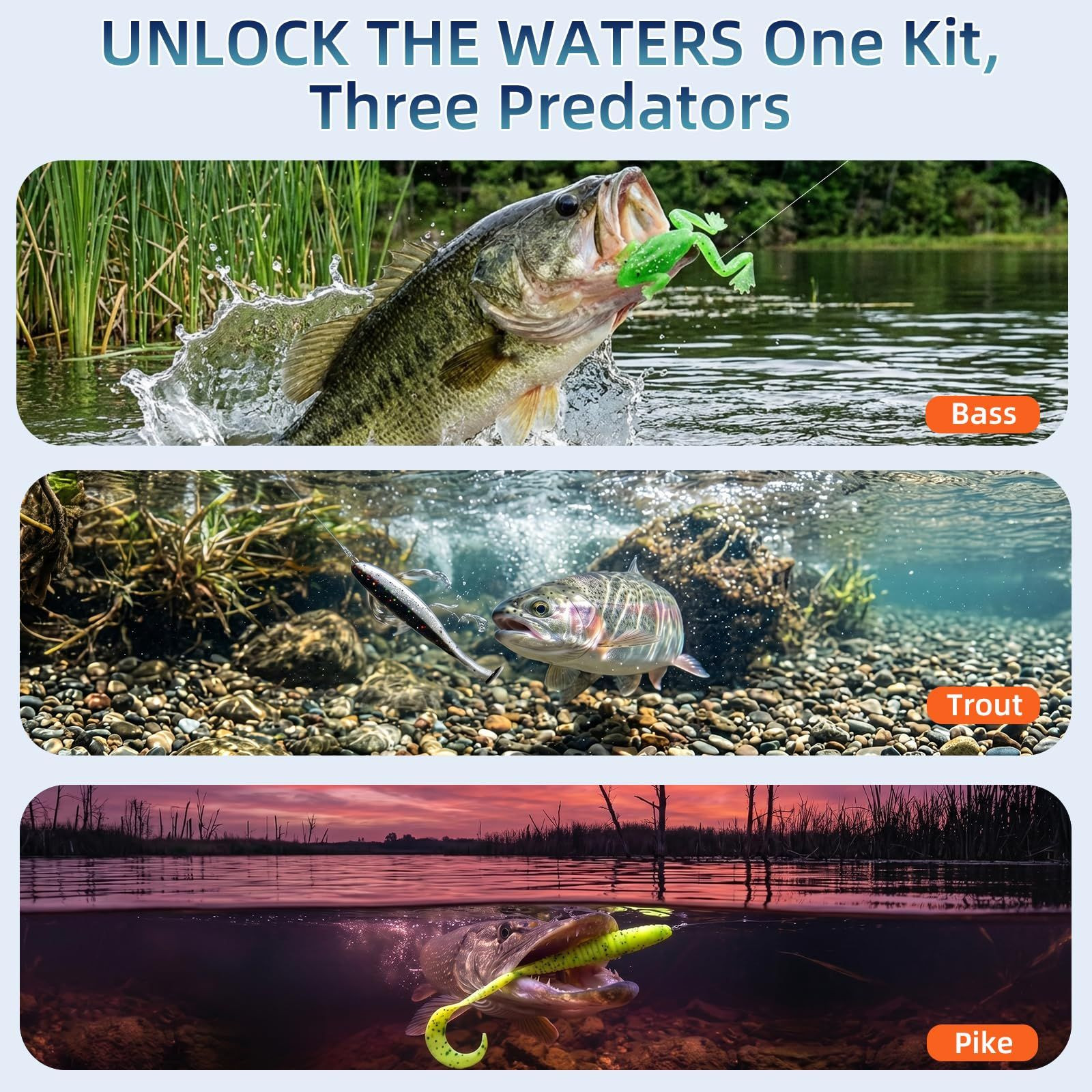 Fishing Lures – Kit Included 193Pcs 193Pcs-Orange, Colourful