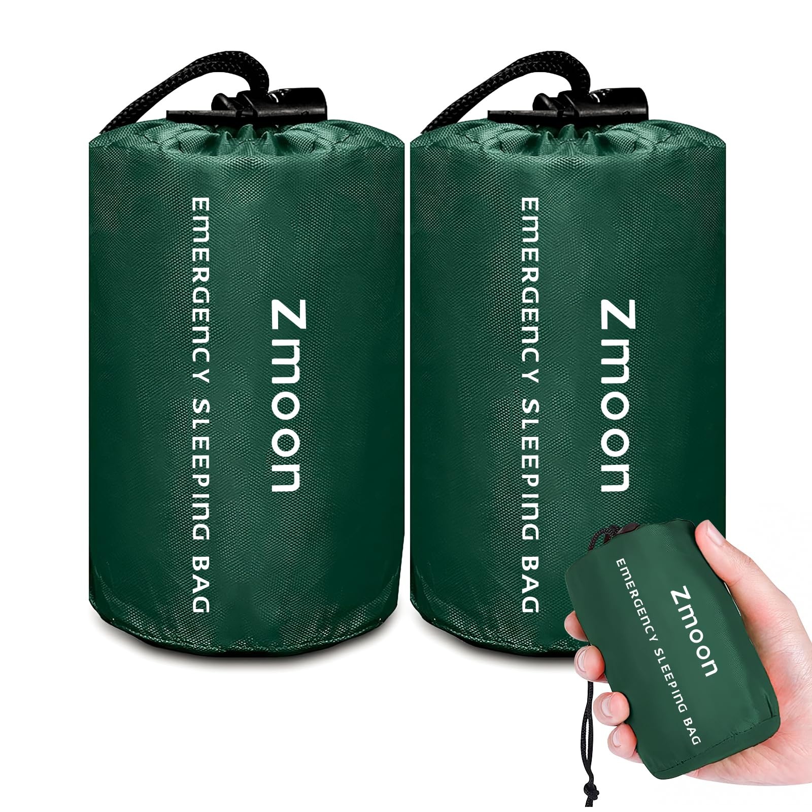 Zmoon Emergency Sleeping Bag Survival Bag, Green Pack of 2, orange-2pcs