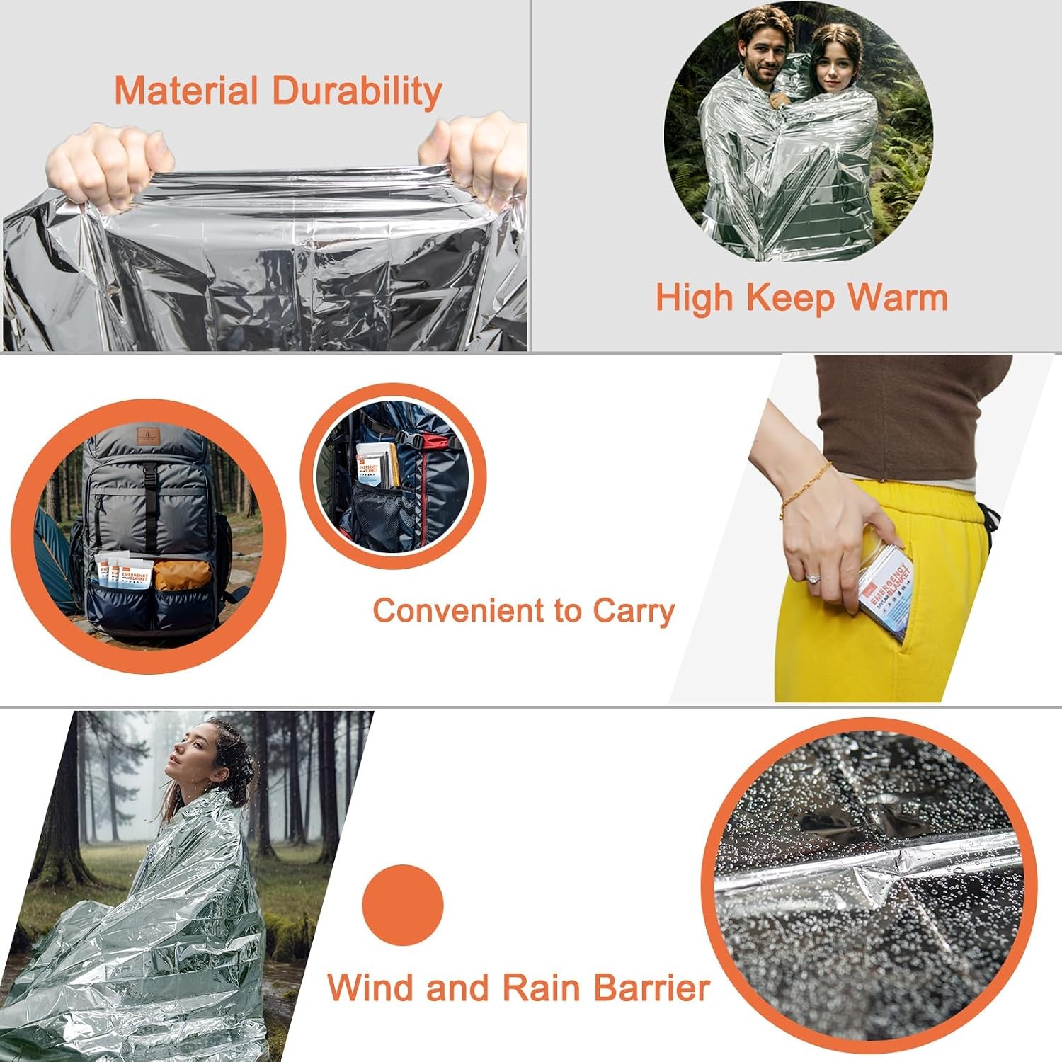 Mylar Emergency Blankets 4 Pack 82×62