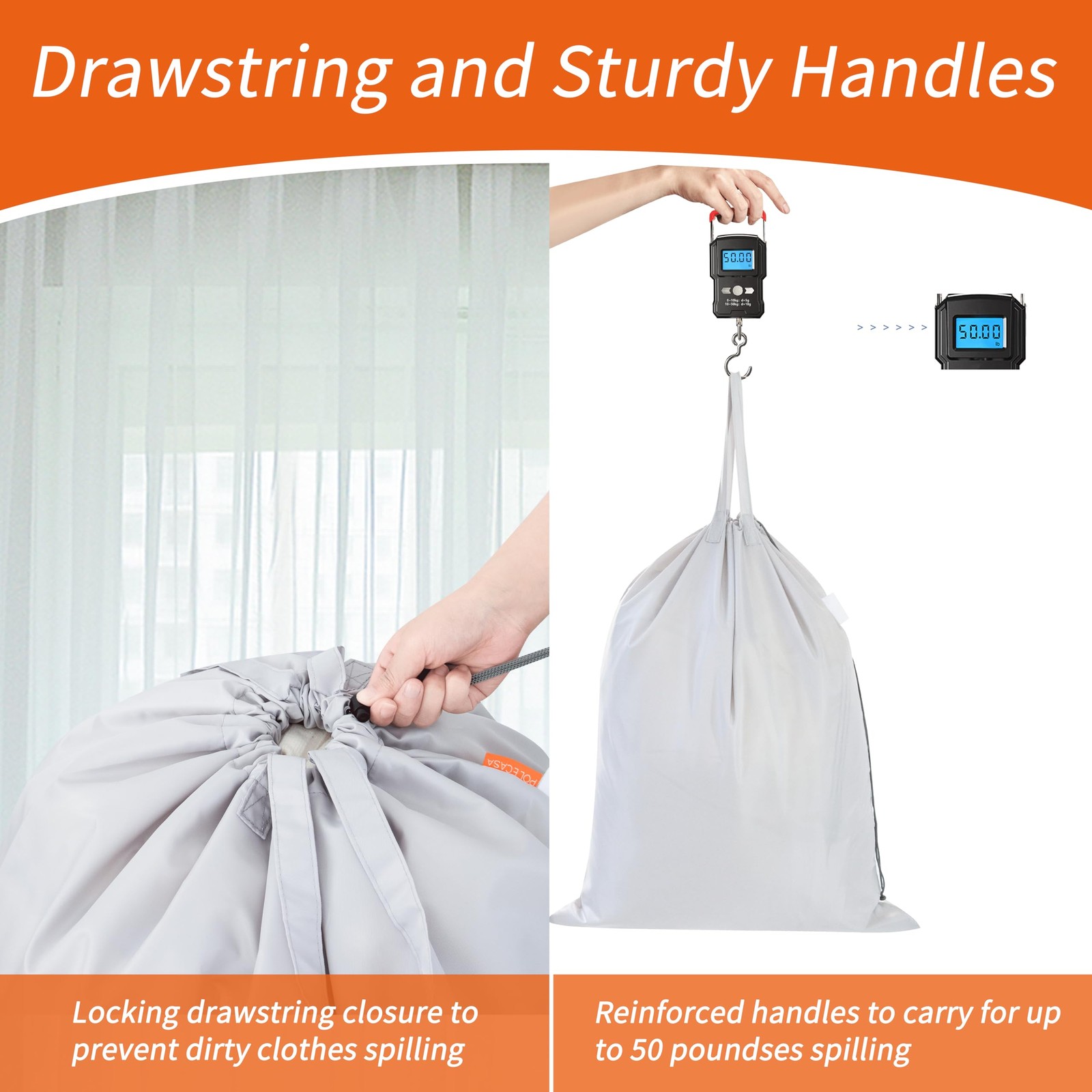 Polecasa Extra Heavy-Duty Laundry Bag 28×36”- 28″ x 36″ | 1 Pack, Silver