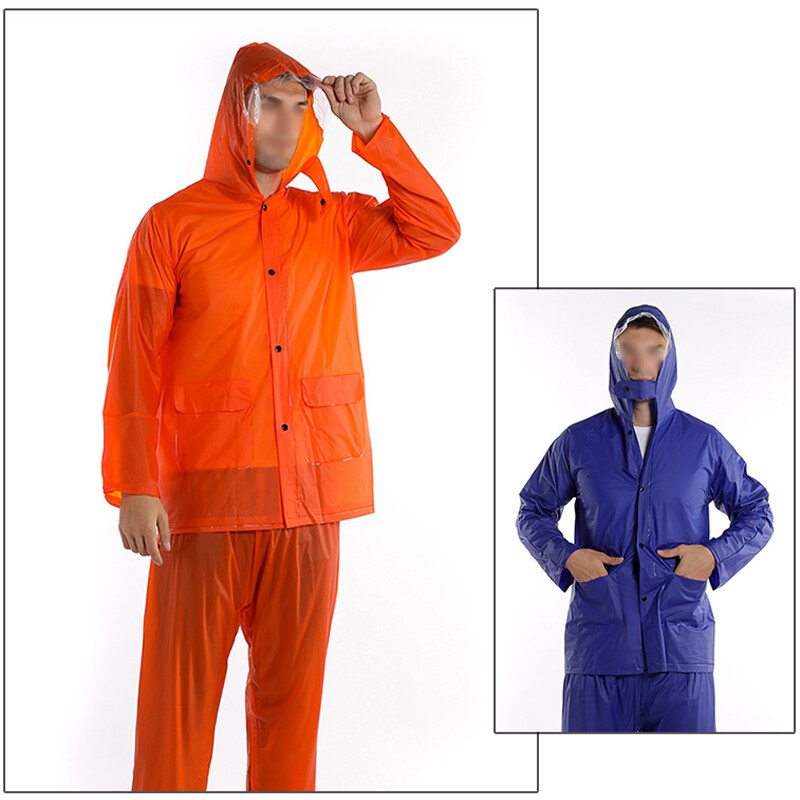 1 Set Rain Ponchos Hooded Protection Suits Outdoor Travel Pants Raincoat Split