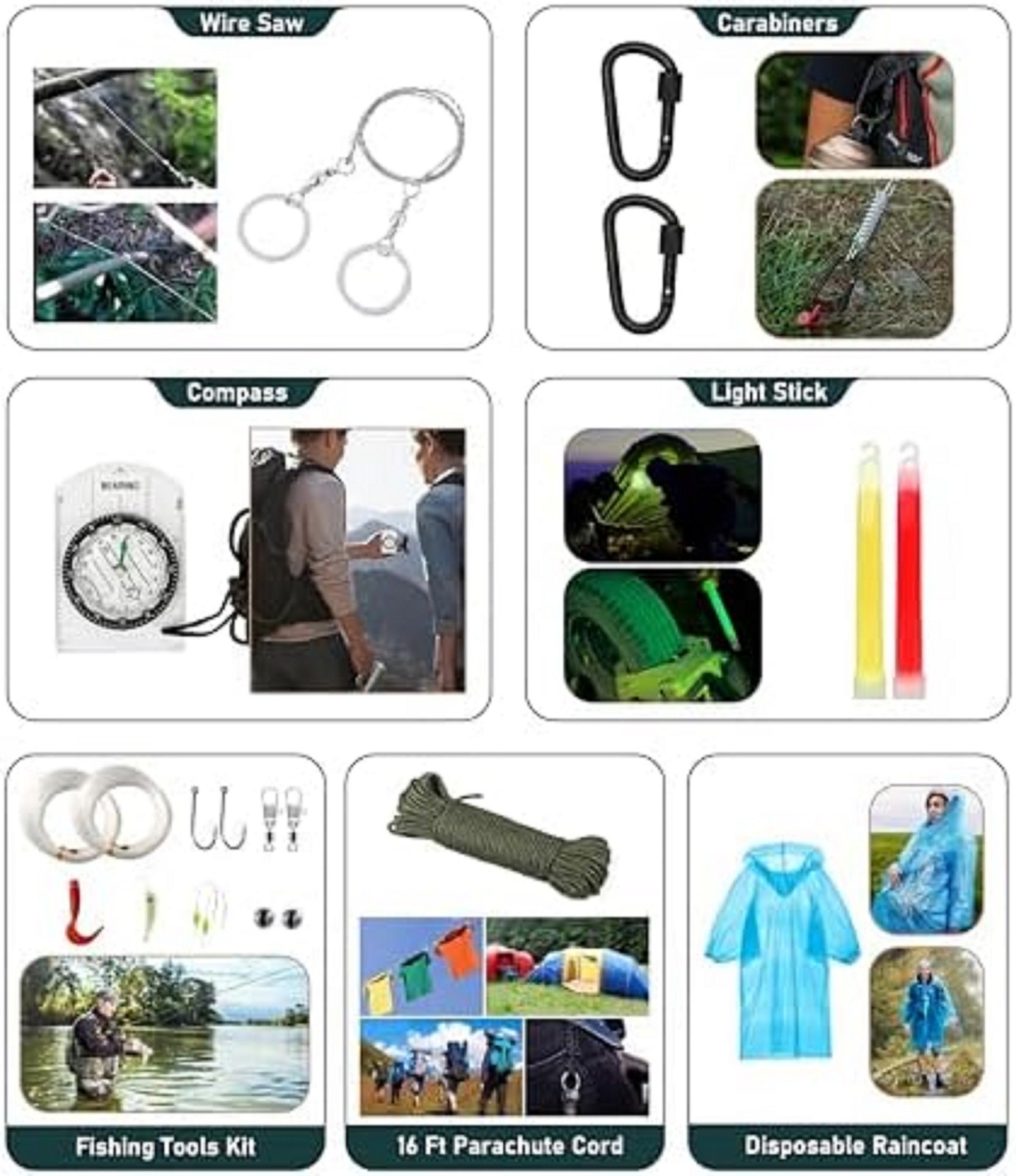Emergency Survival Kit First Aid Bug out Military Prepper Kit 262 Piece Set