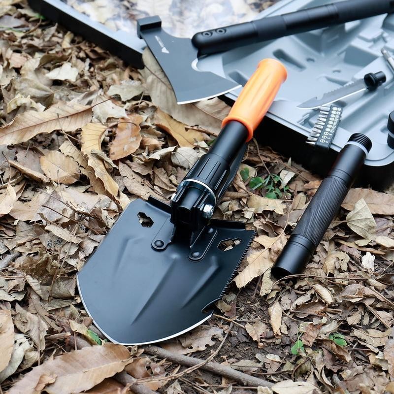 30-in-1 Survival Kit Portable Folding Shovel Multifunctional Camping Tool w/Case
