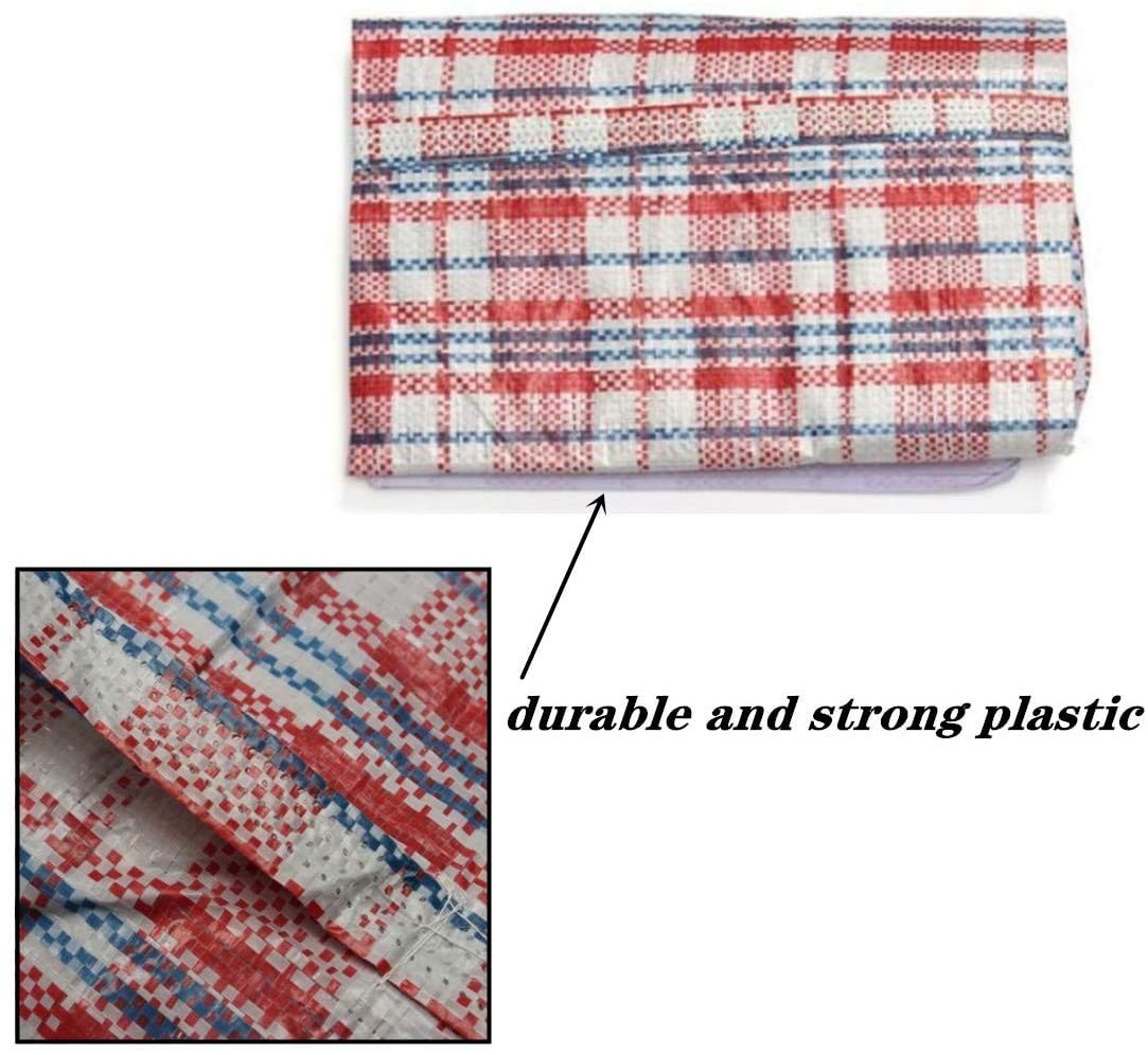 Set of 4 Extra-Large Jumbo Plastic Checkered Storage JUMBO, RED, Blue, White