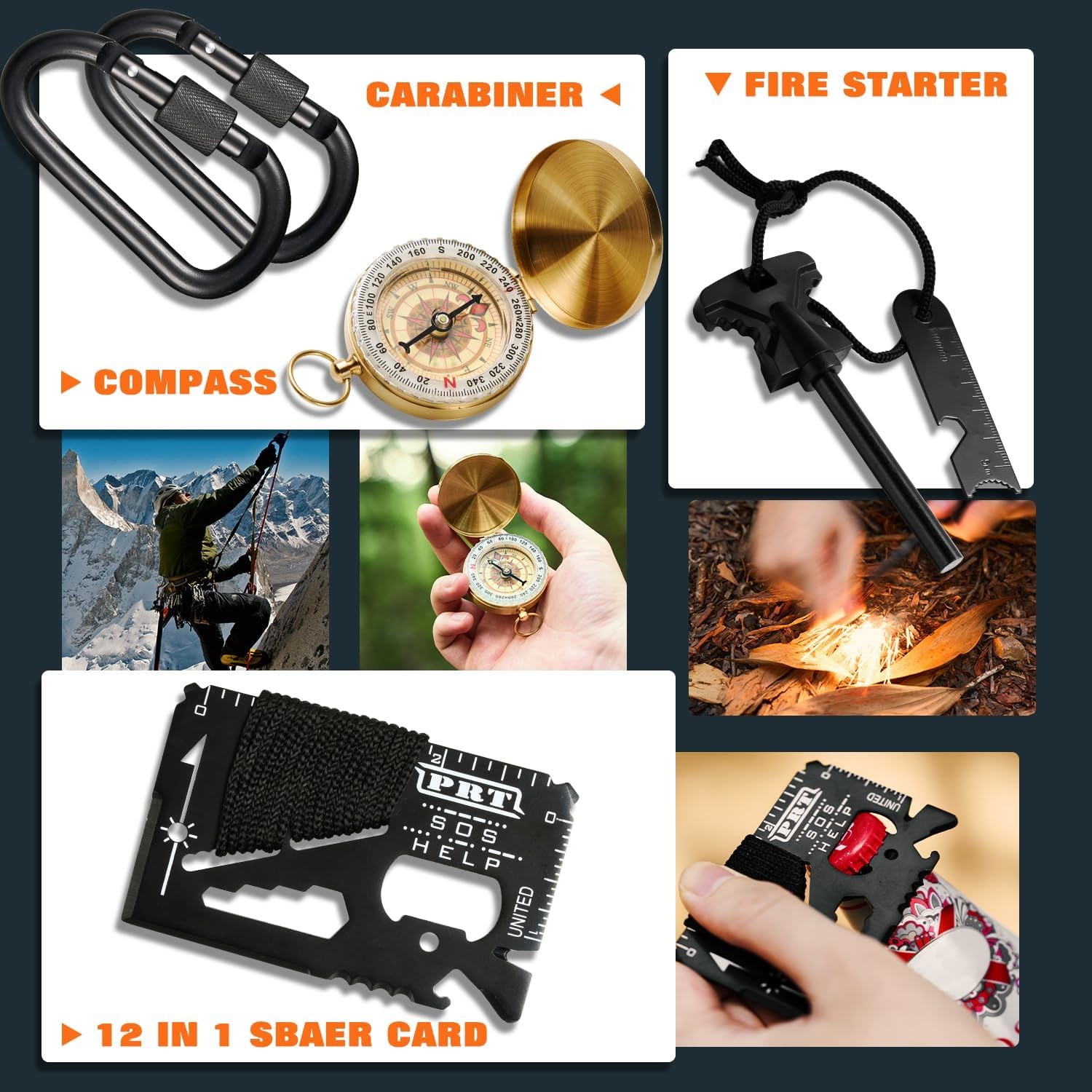 Professional Survival Gear Set—First Aid Kit and Large Camping Backpack,