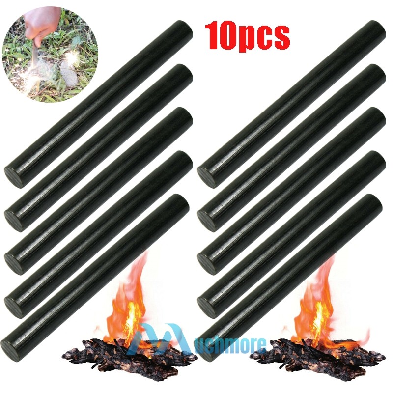 10pc Huge Magnesium Ferro Rod Flint Fire Starters 1/2 x 5″ Camping Survival Gear