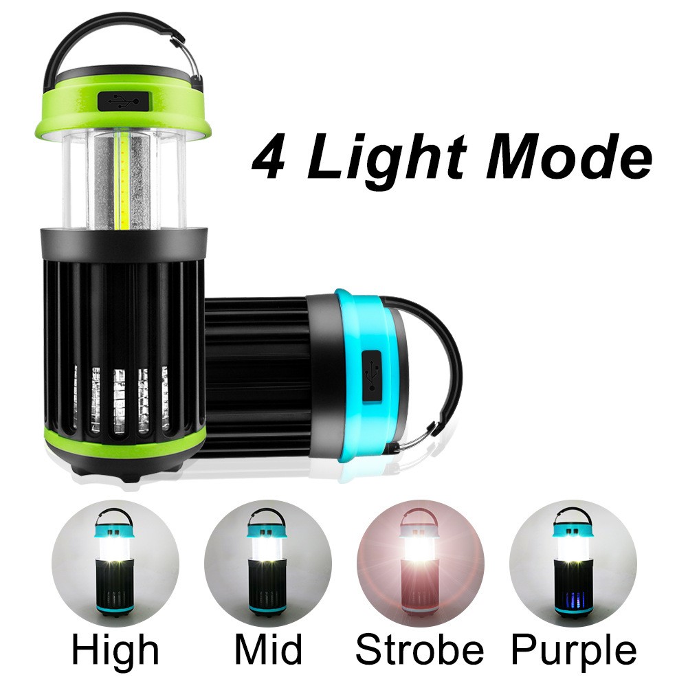 Solar LED Electric Shock Mosquito Killer Lamp Outdoor Waterproof USB Rechargeabl