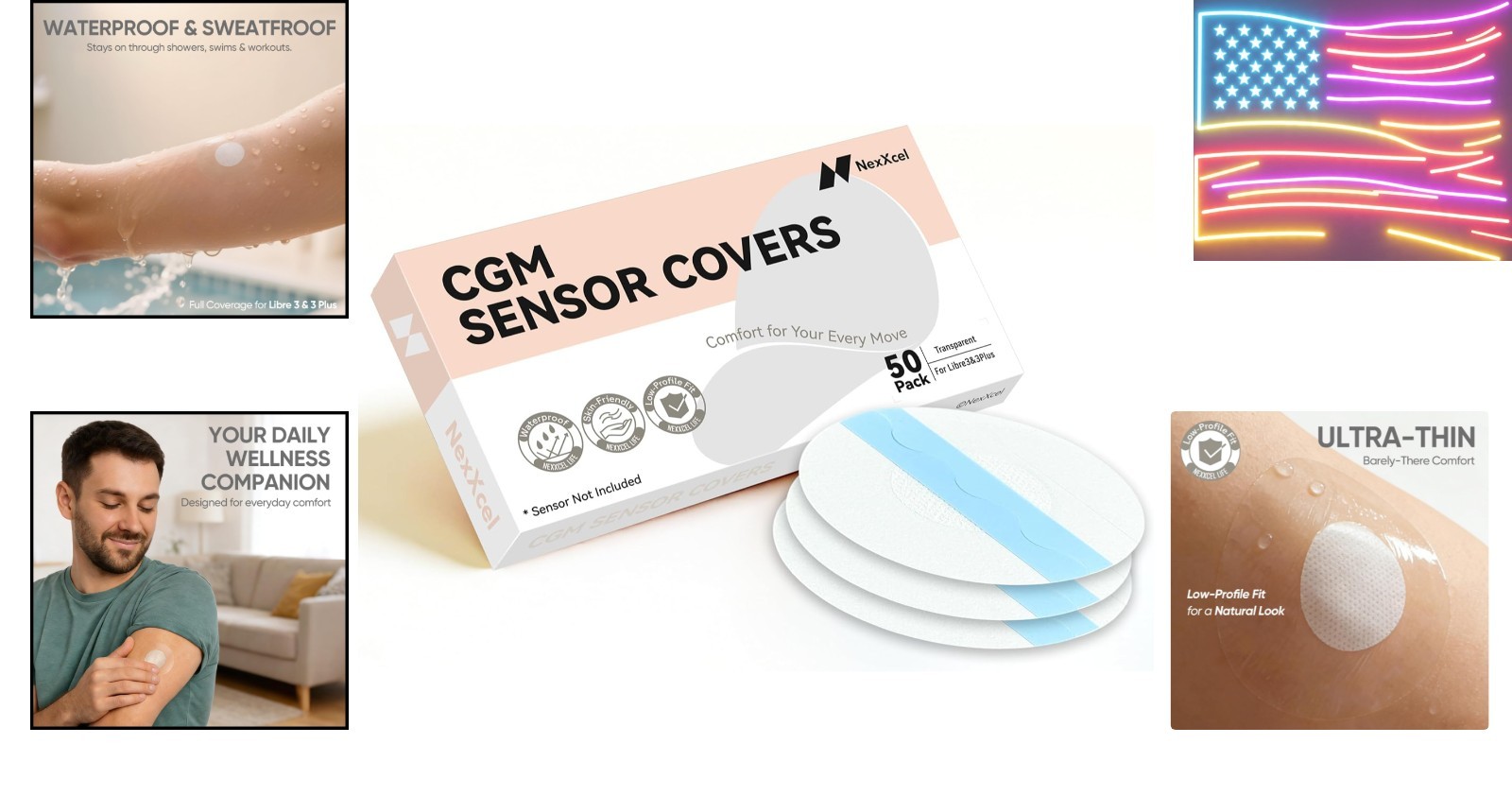 50 Pack Sensor Covers for Freestyle Libre 3 and 3 Plus – Waterproof Ultra-Thi…