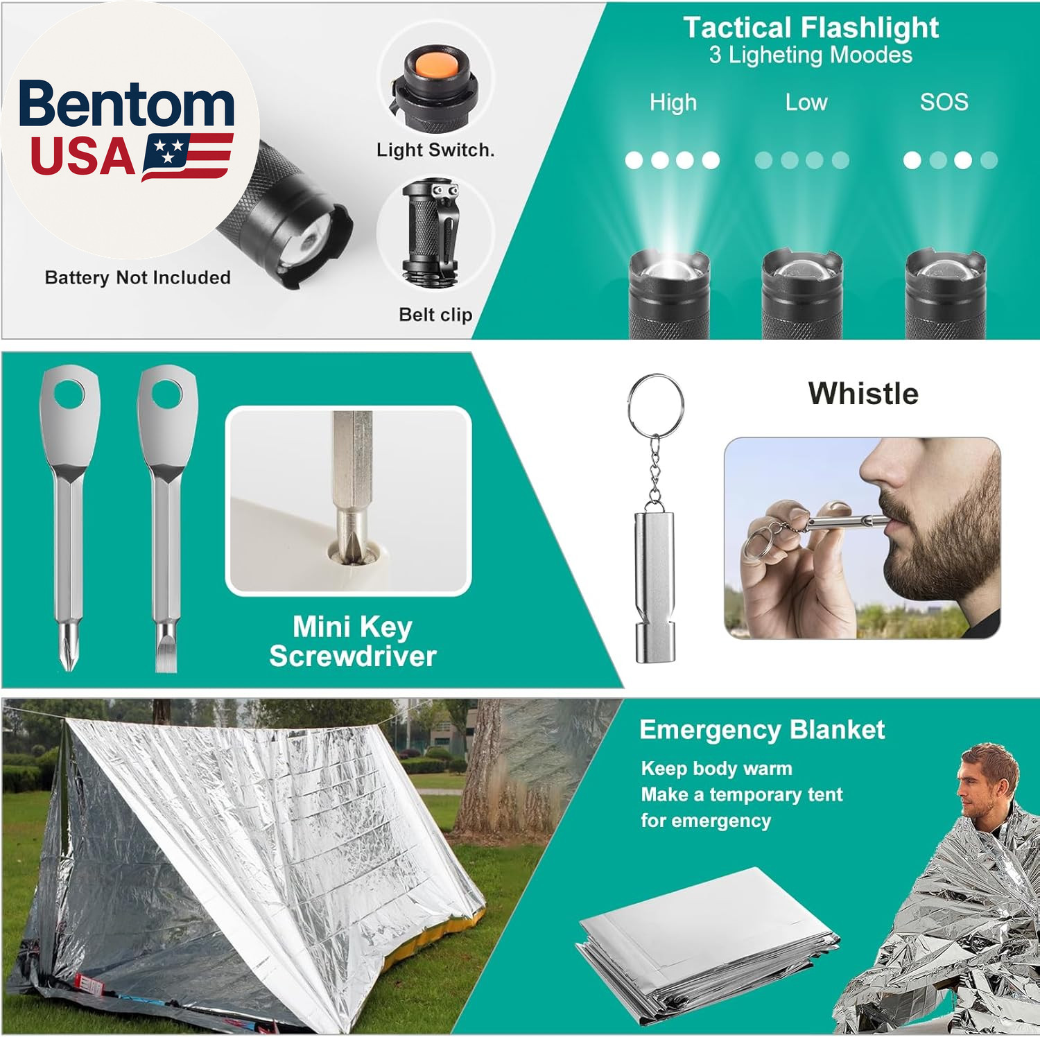 20 in 1 Survival Kit for Men – Emergency & Outdoor Camping Gear, Compact Surviva
