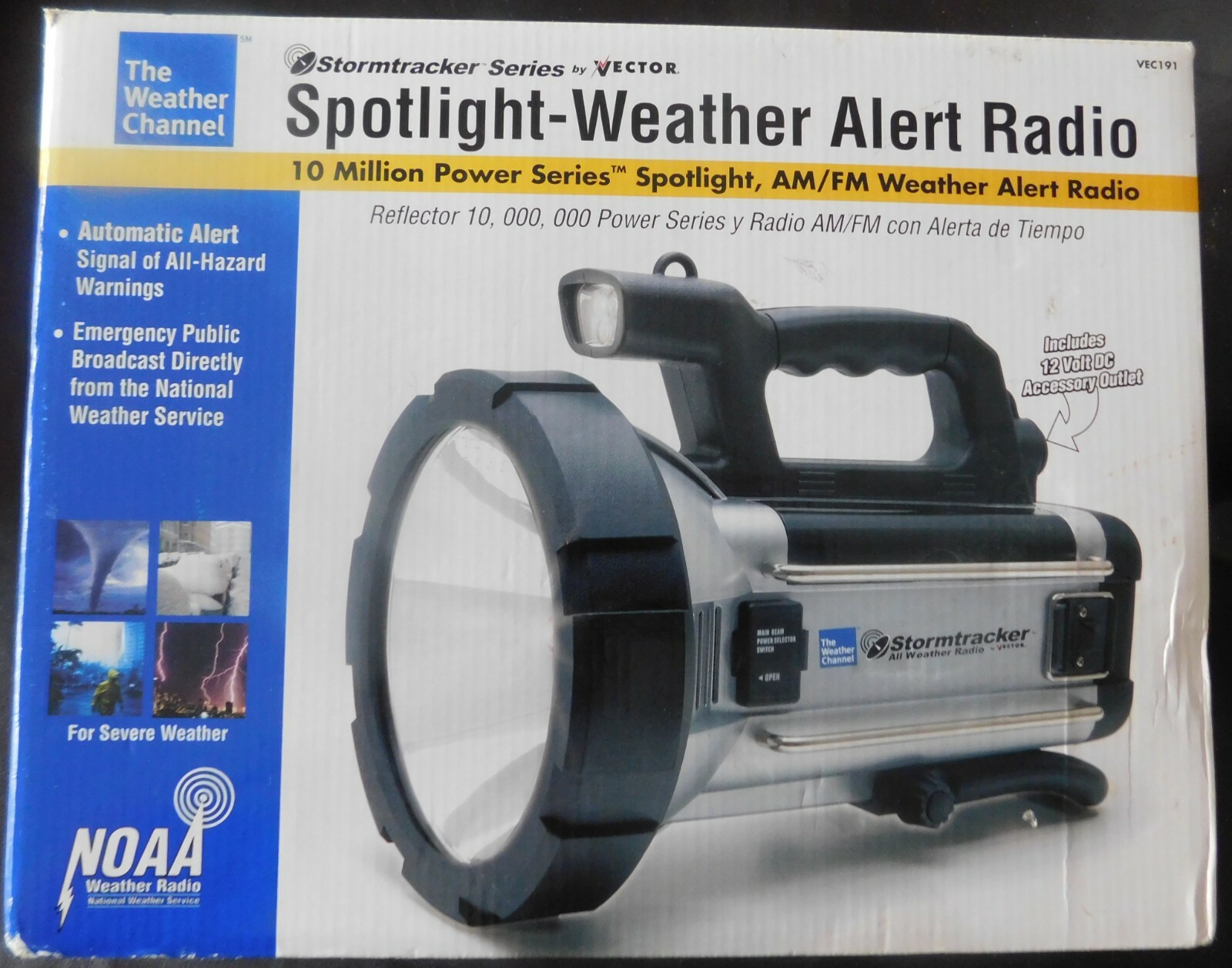 Vector Weather Flashlight 3 Band Radio VEC191 NIB 10,000,000 Power 12VDC Outlet